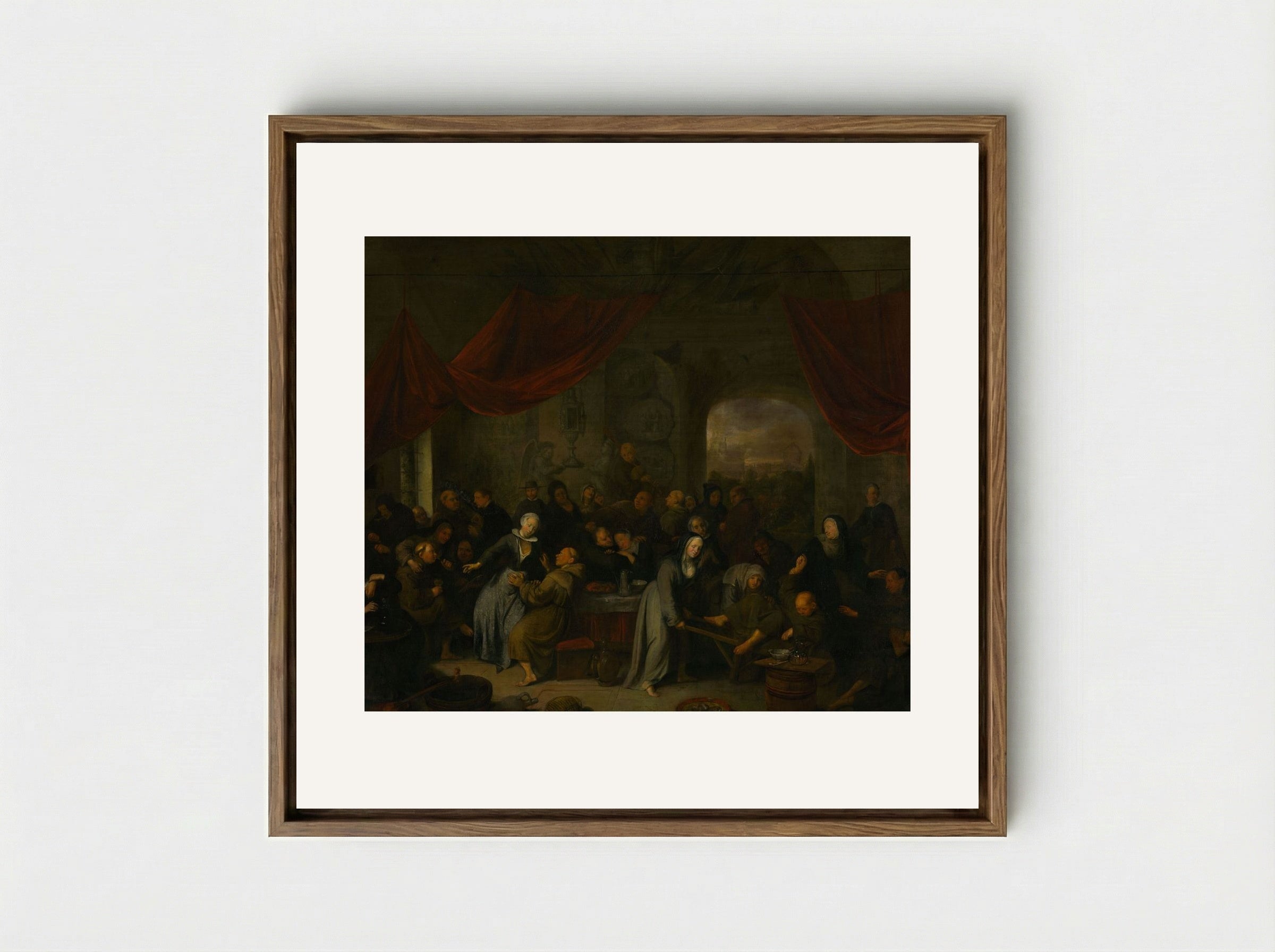 Monk's Entertainment in a Roman Cloister - Pieter Jansz. Quast - Framed Canvas Wood