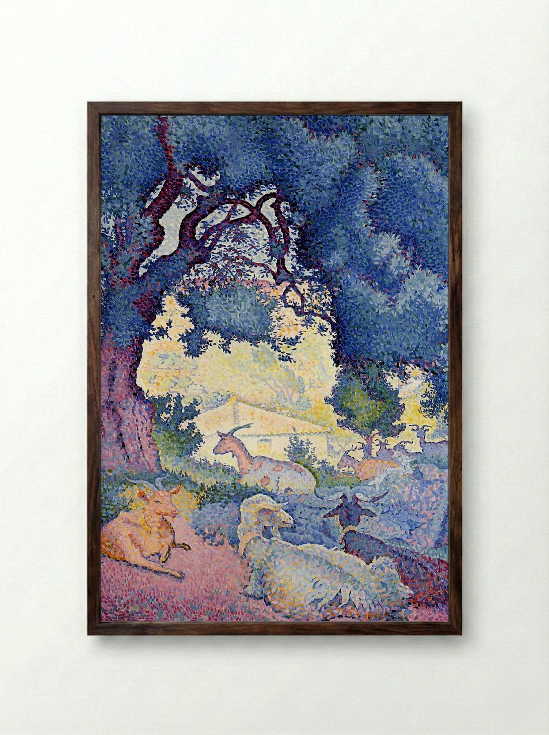 Landscape with Goats - Henri-Edmond Cross - Framed Print Dark Wood