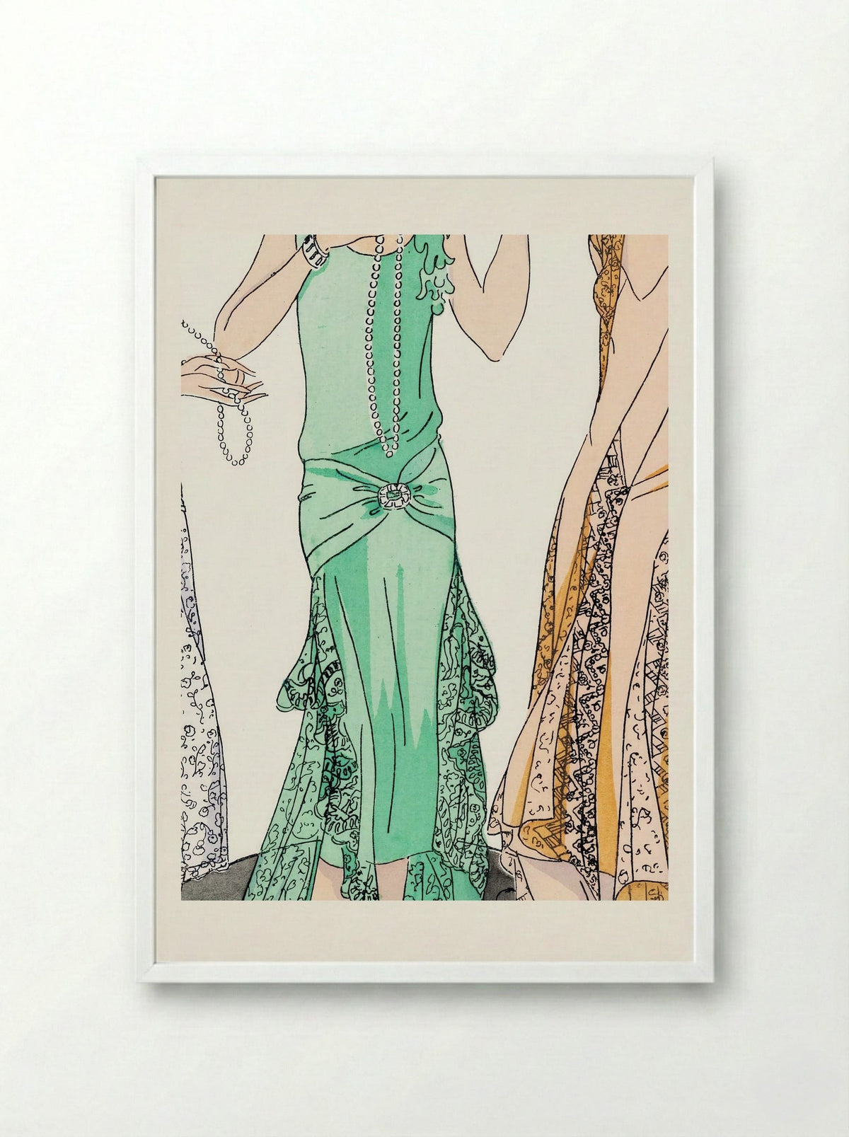 Three Evening Dresses with Lace - V. Racine - Framed Print White