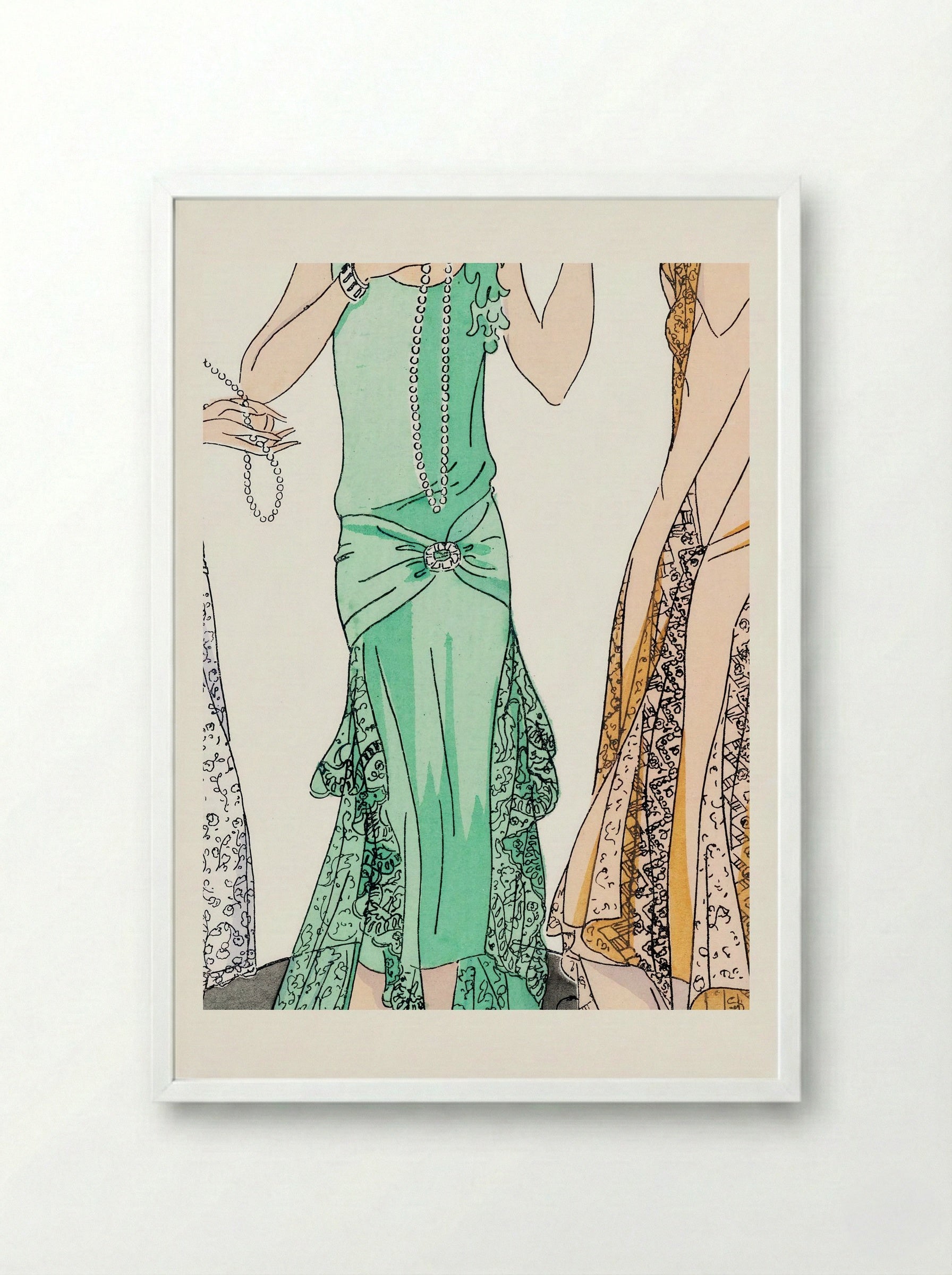 Three Evening Dresses with Lace - V. Racine - Framed Print White