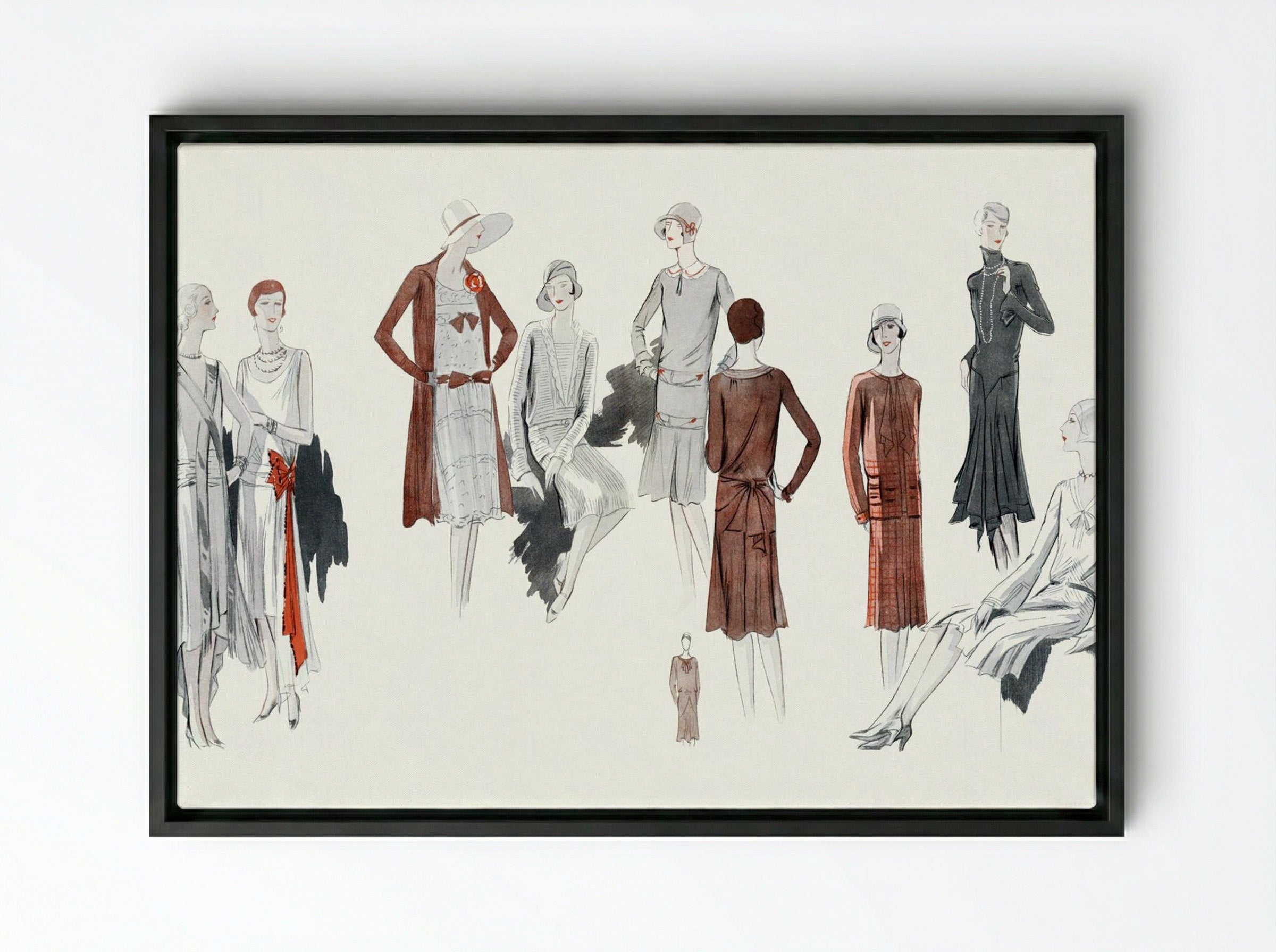 Dresses from the Fashion Houses - Paul Poiret - Framed Canvas Black