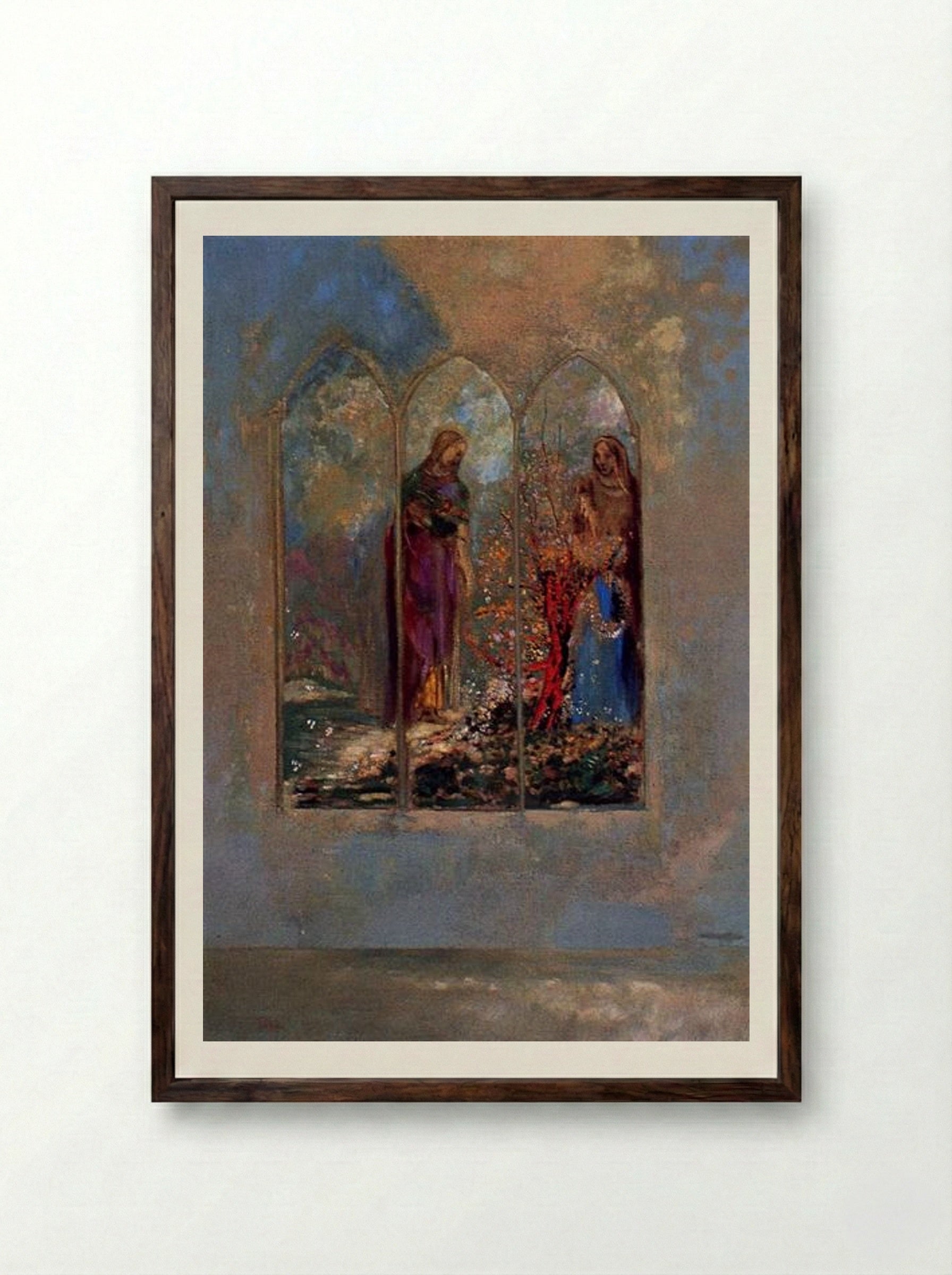 The Window - Odilon Redon - Framed Print Dark Wood