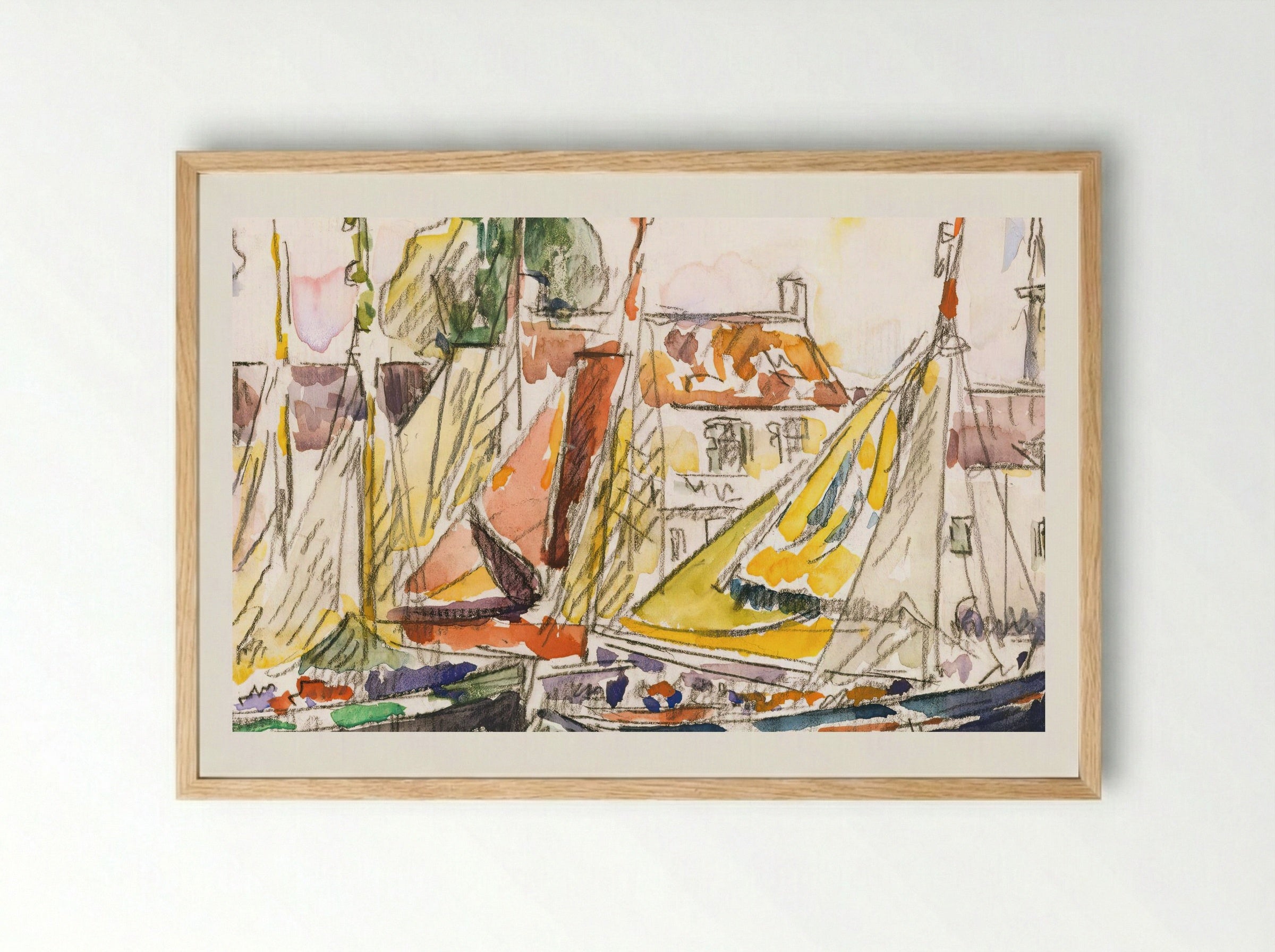 Le Pouliguen, Fishing Boats - Paul Signac - Framed Print Wood