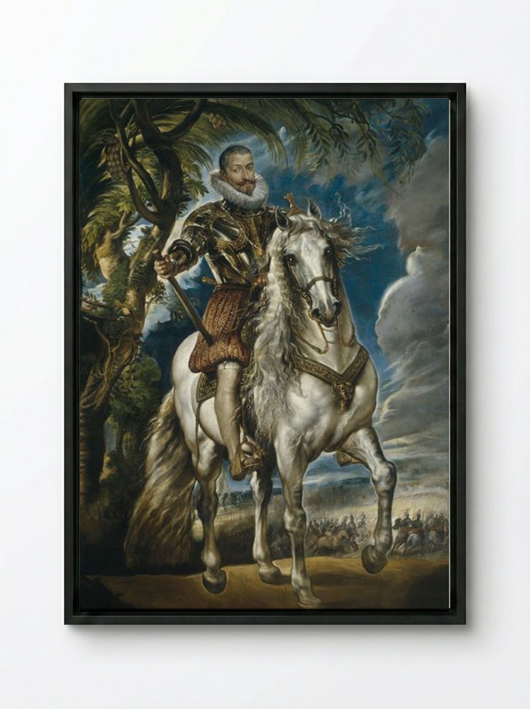 Equestrian Portrait of the Duke of Lerma - Peter Paul Rubens - Framed Canvas Black
