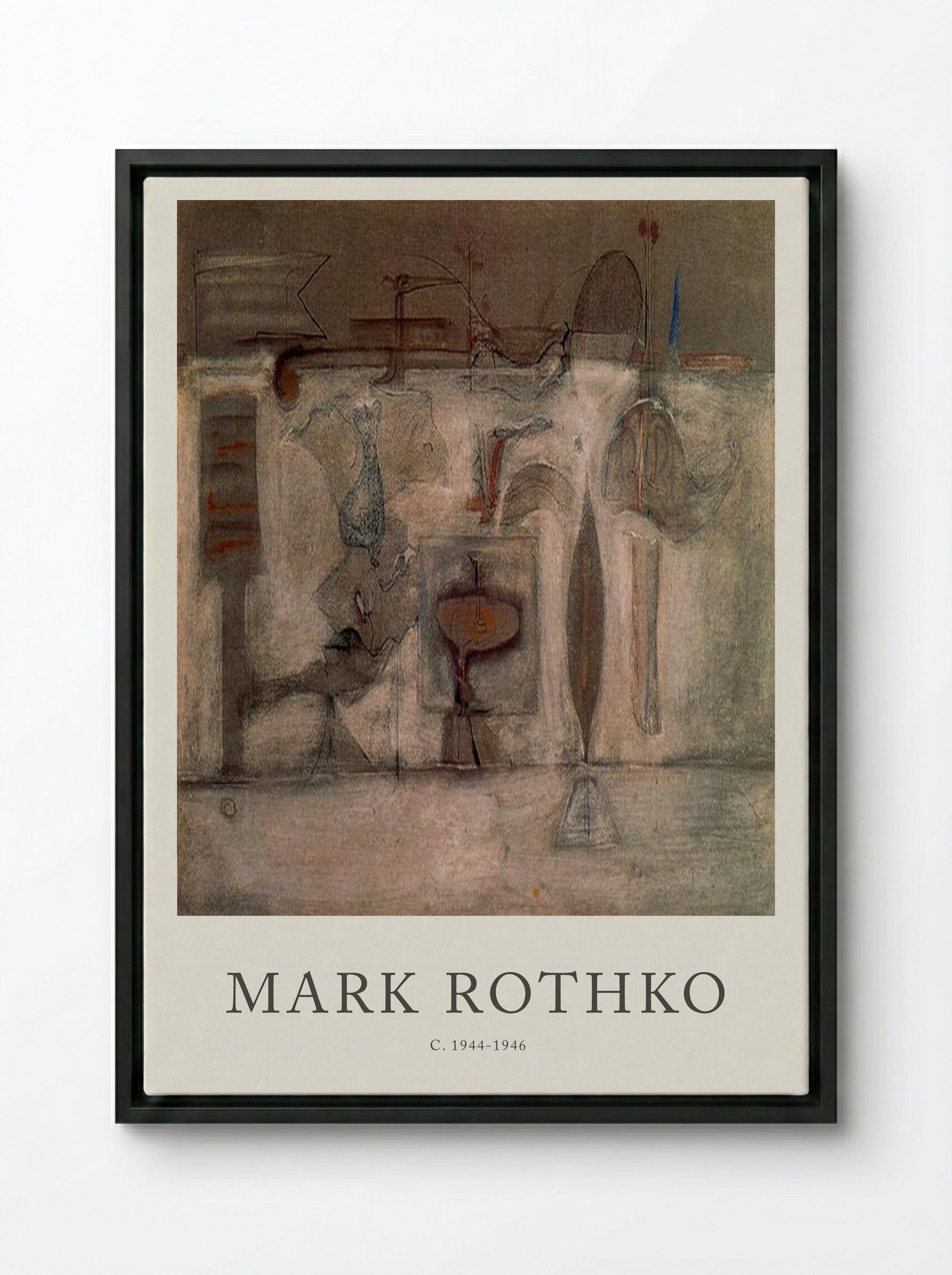 Untitled (Surrealist Composition) - Mark Rothko - Framed Canvas Black