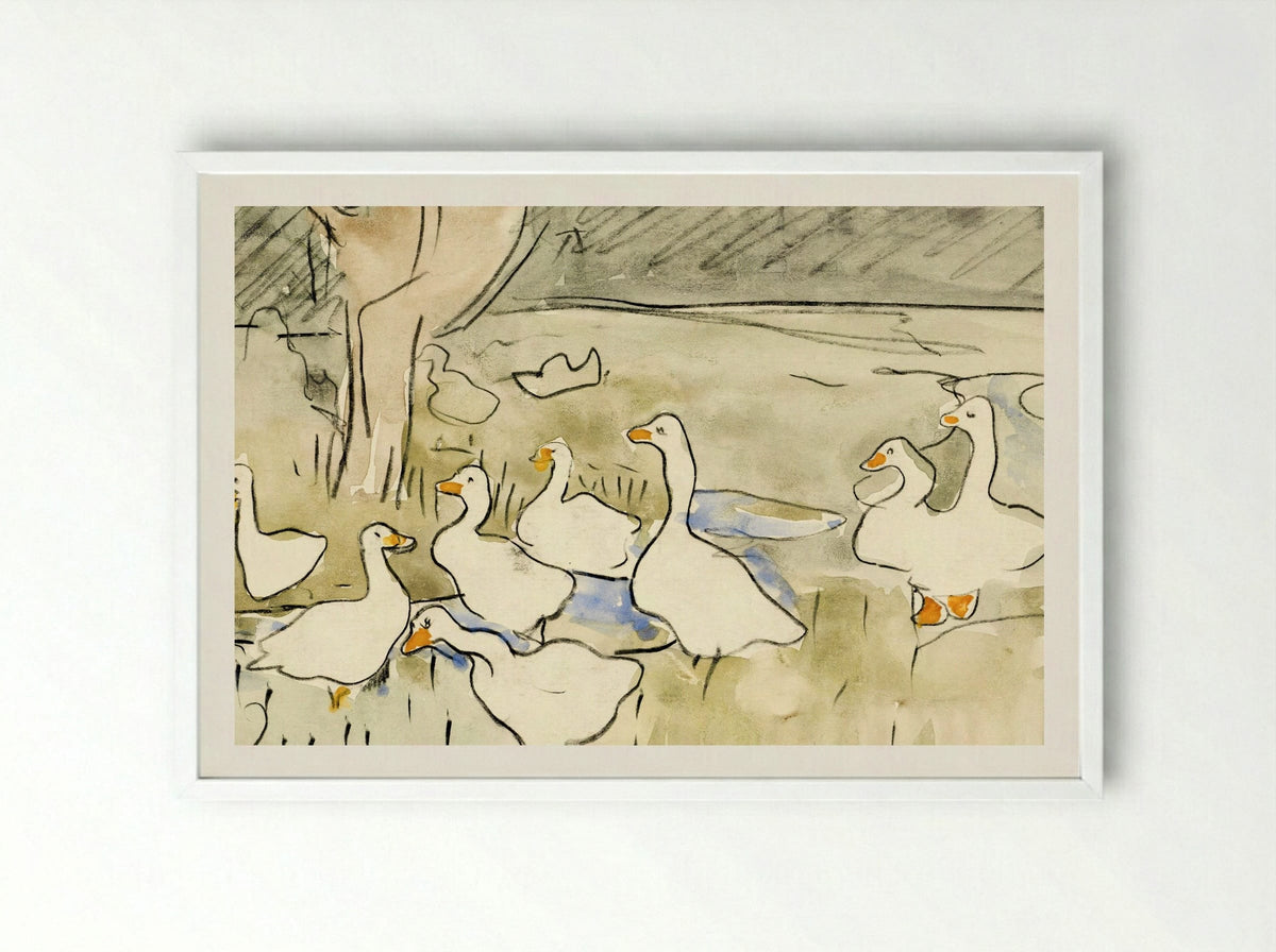 Ducks - Theo van Hoytema - Framed Print White