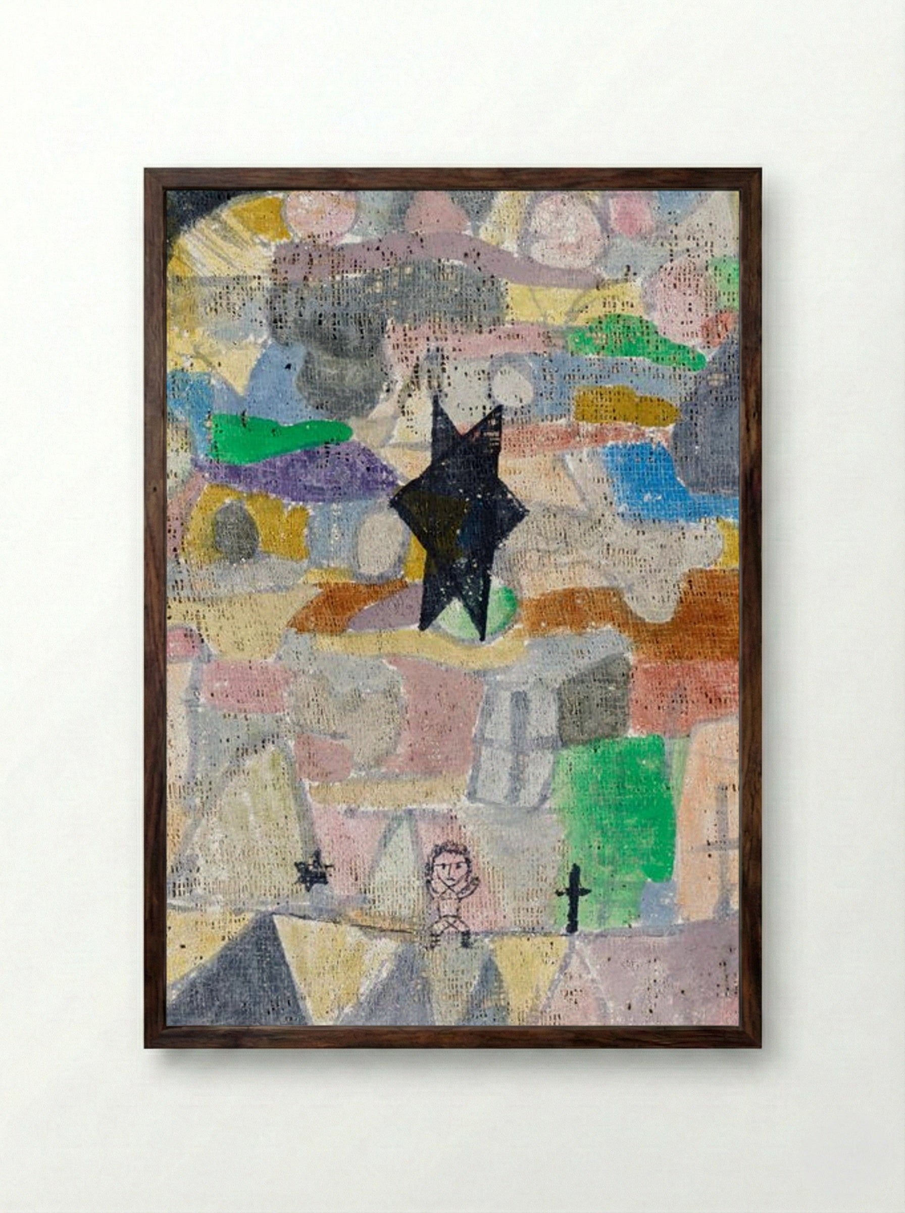 Under a Black Star - Paul Klee - Framed Print Dark Wood