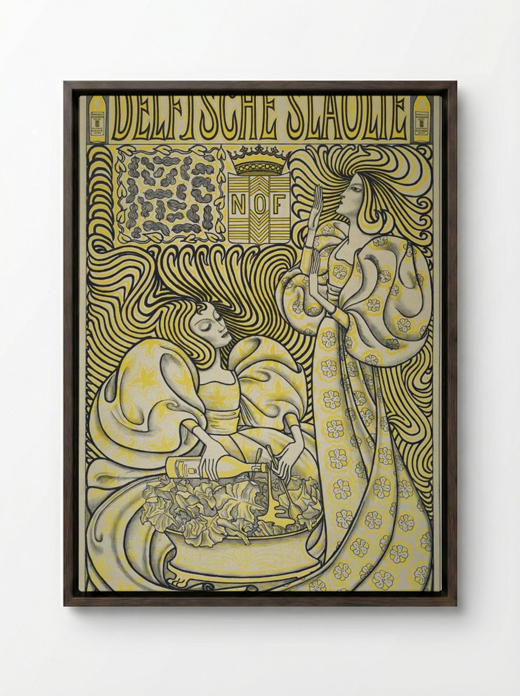 Poster for Delft Salad Oil - Jan Toorop - Framed Canvas Dark Wood