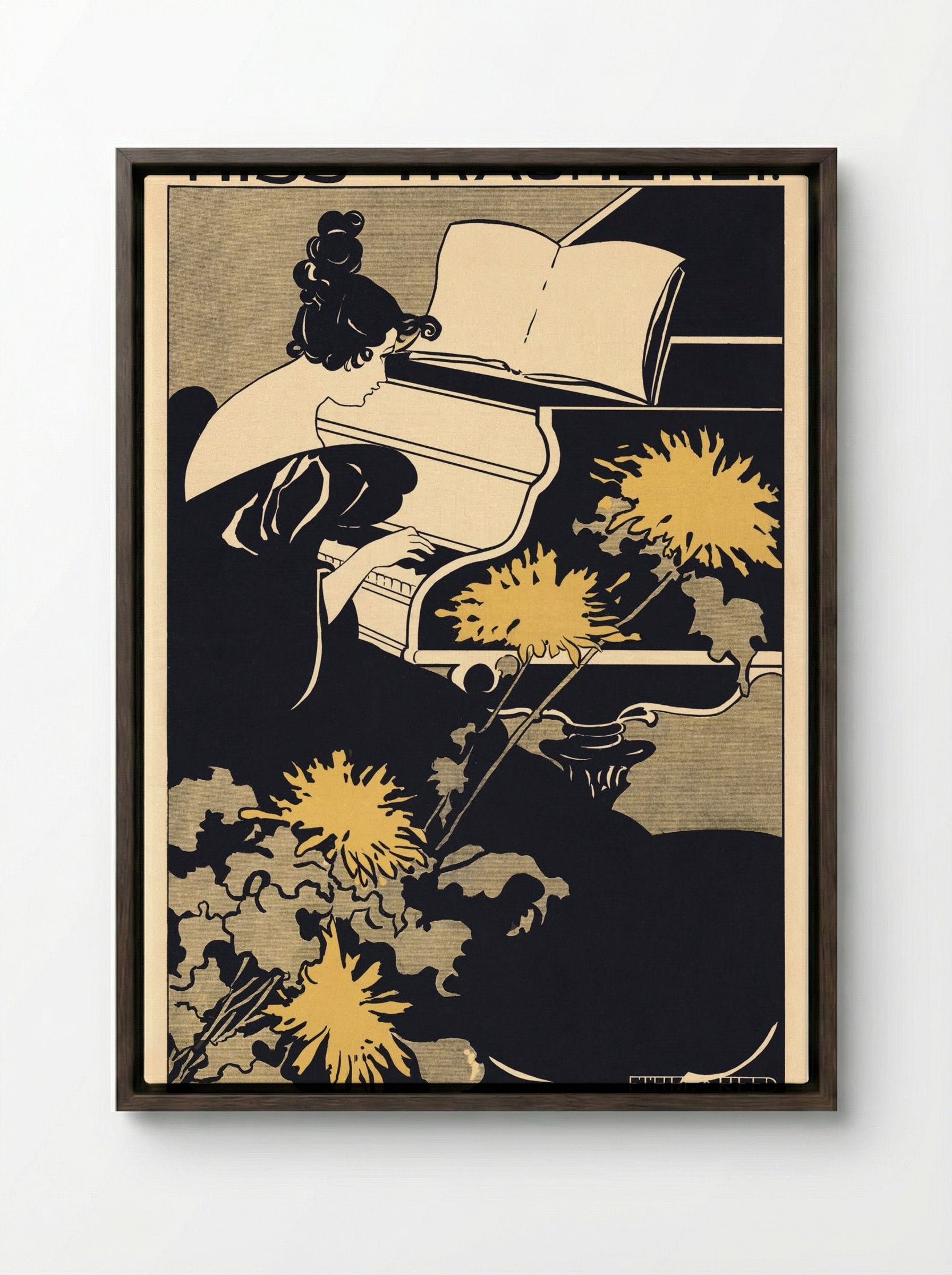 Miss Traumerei - Ethel Reed - Framed Canvas Dark Wood