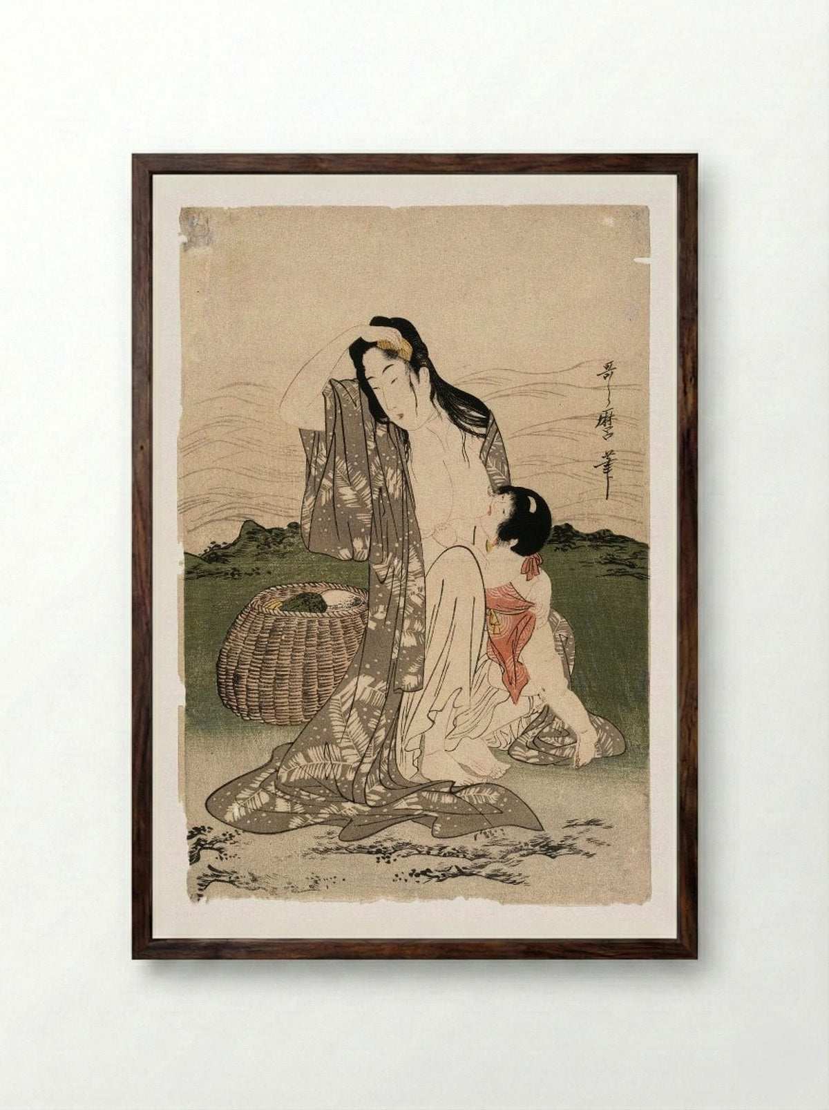 Pearl Divers - Kitagawa Utamaro - Framed Print Dark Wood