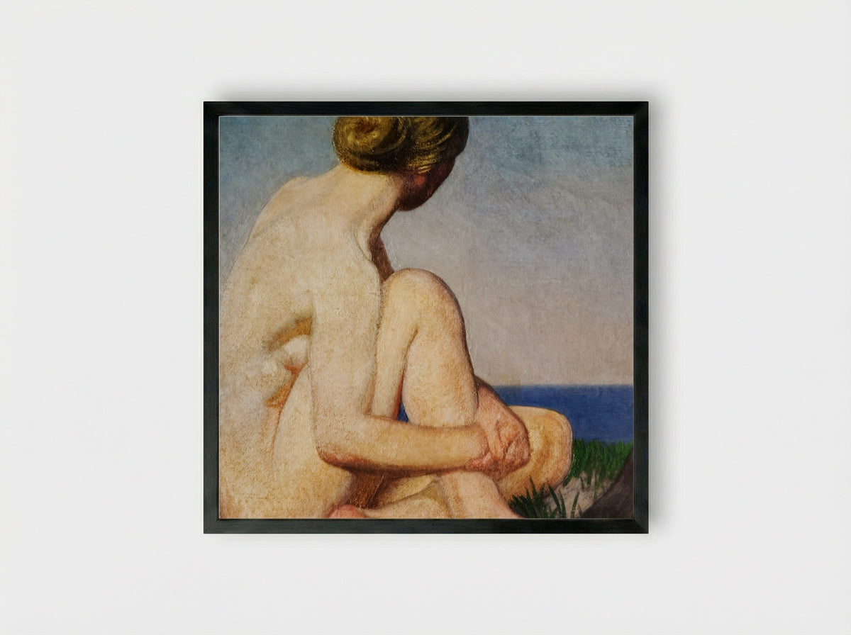 The Watcher - George Clausen - Framed Print Black