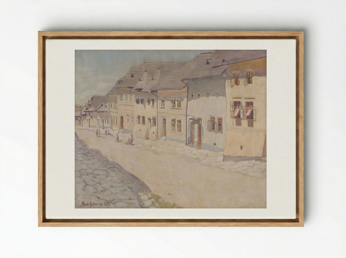 Street in Liptovský Svätý Mikuláš - Konštantín Bauer - Framed Canvas Wood