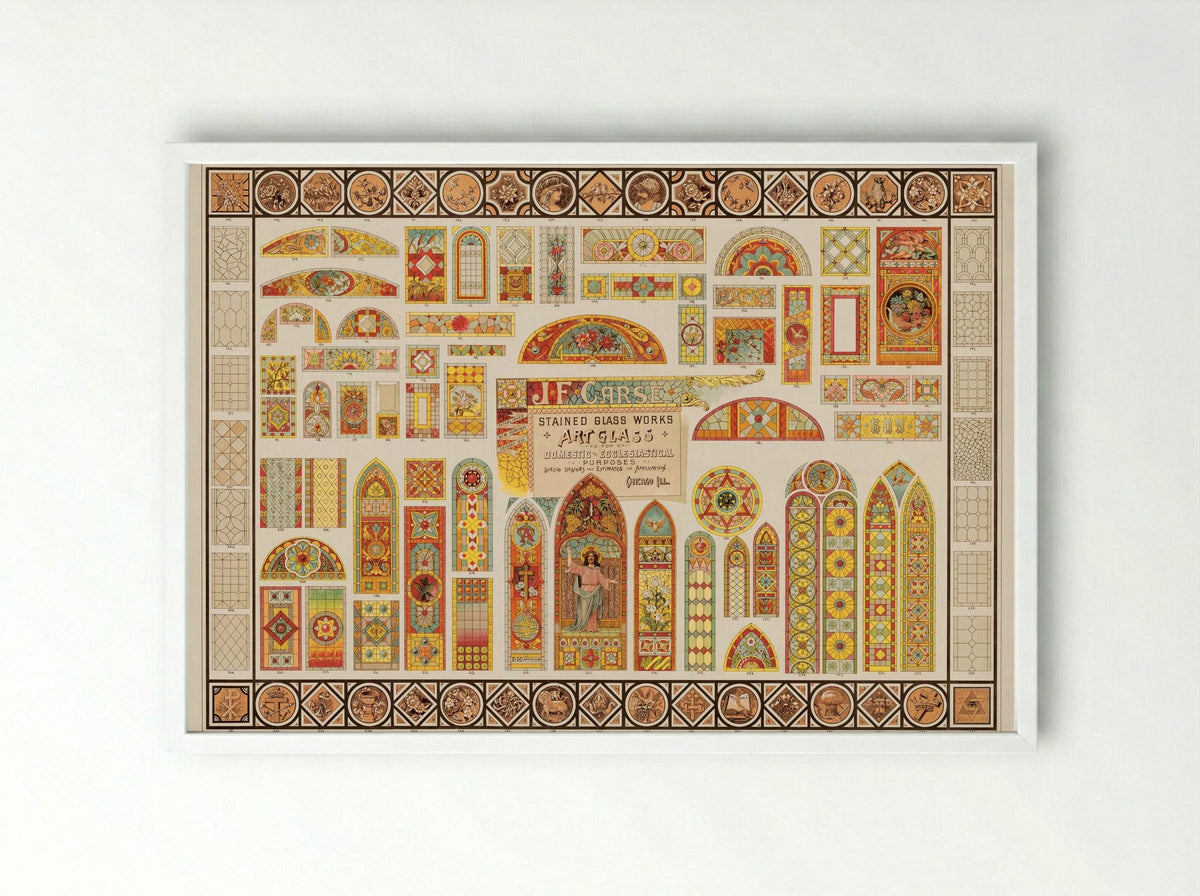 Stained Glass Works for Domestic and Ecclesiastical Purposes - J.F. Carse - Framed Print White