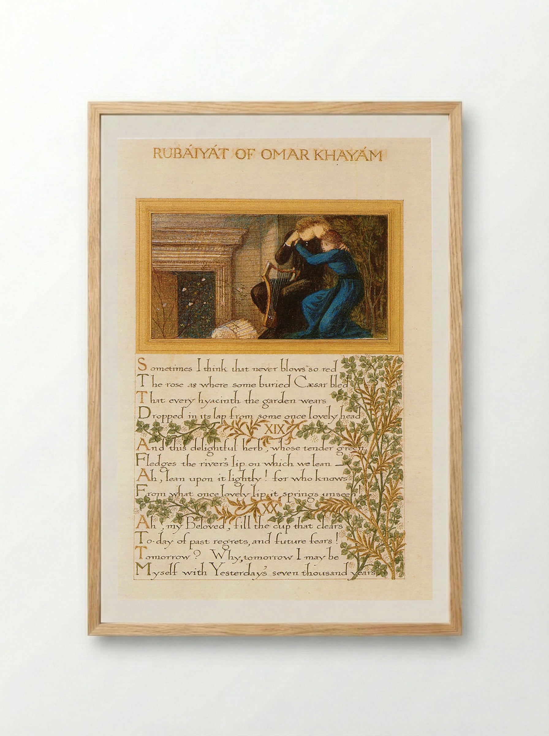 Page from The Rubaiyat of Omar Khayyam - William Morris - Framed Print Wood