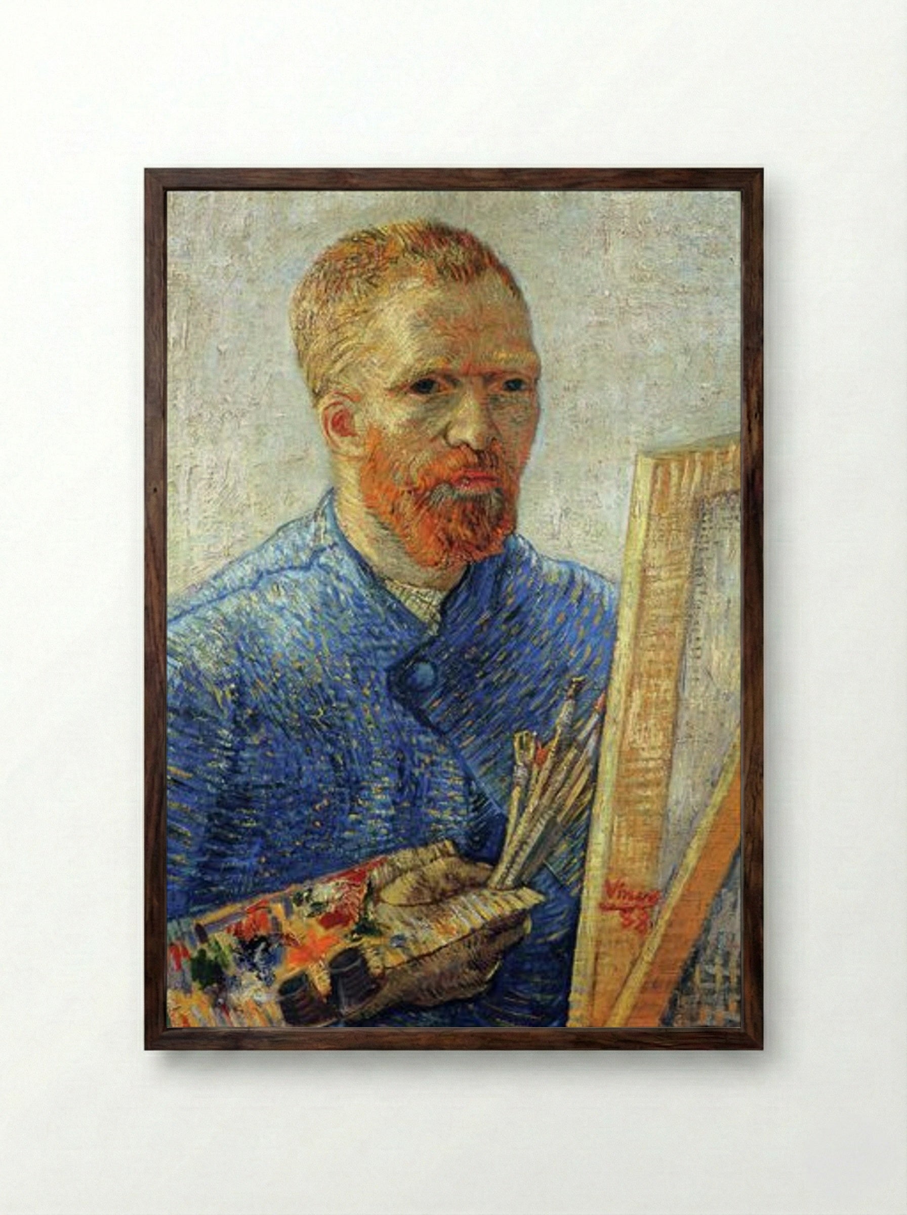 Self-Portrait as an Artist - Vincent van Gogh - Framed Print Dark Wood