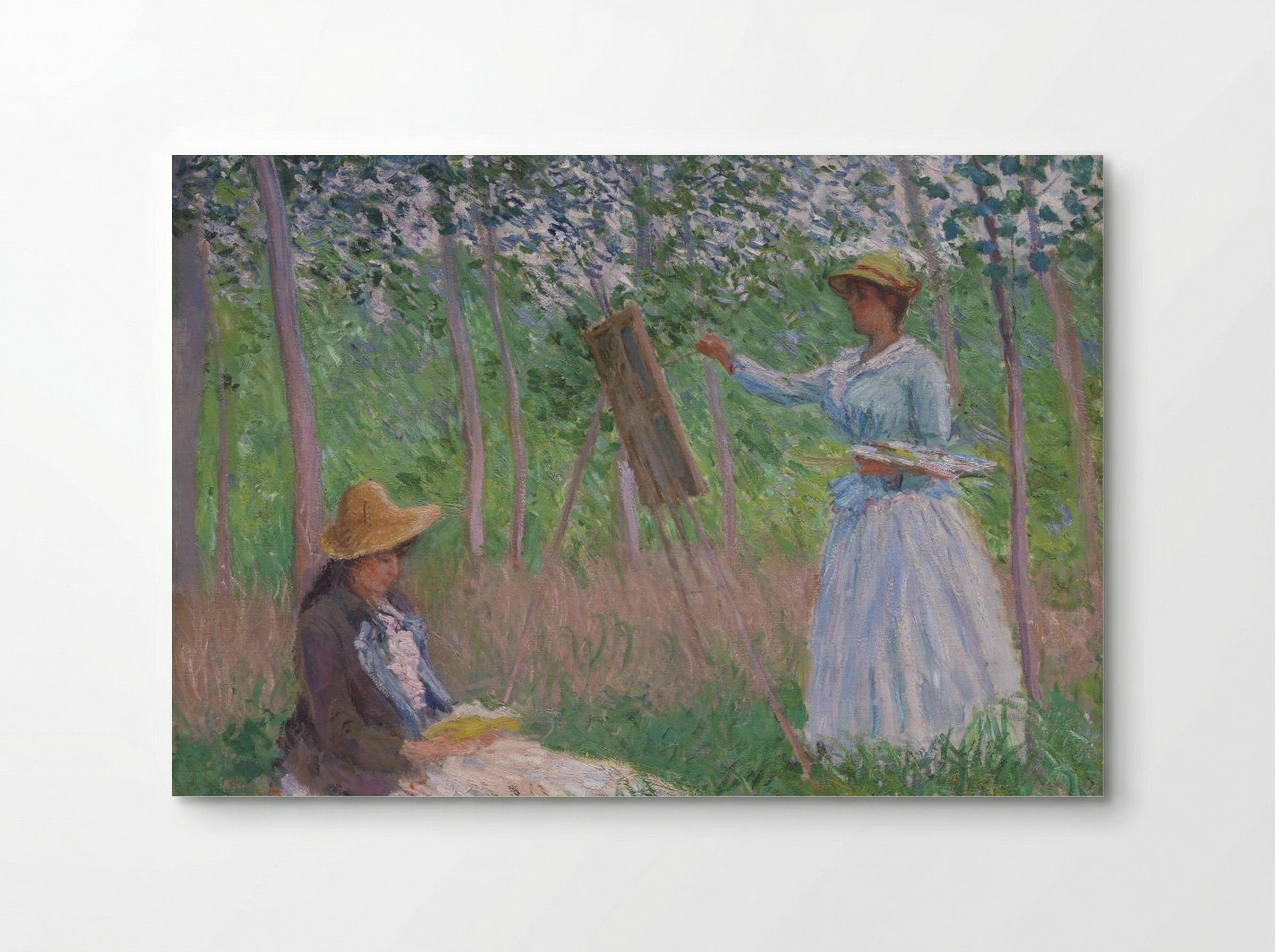 Blanche Hoschedé at Her Easel with Suzanne Hoschedé Reading - Claude Monet - Poster