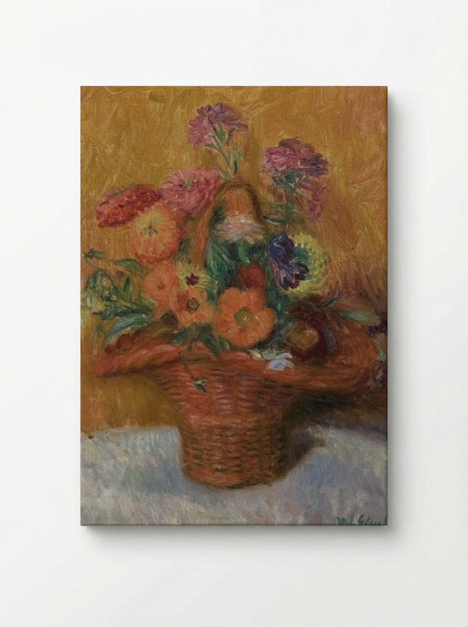 Red Basket of Zinnias - William James Glackens - Canvas