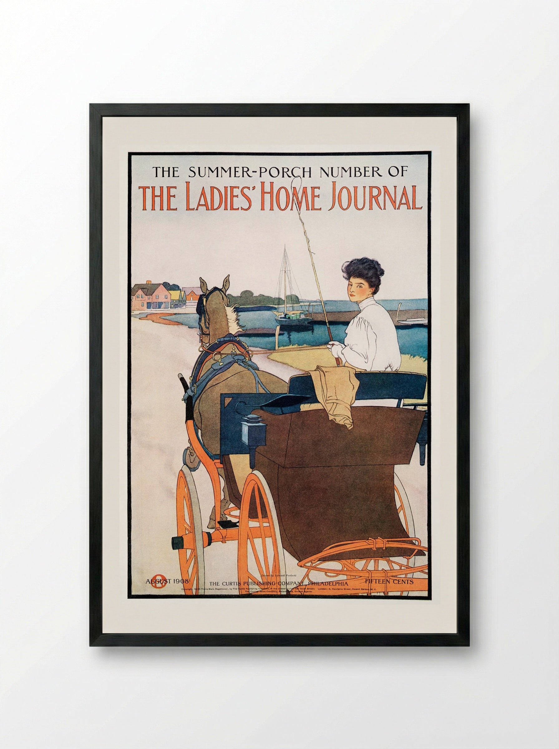 The Summer-Porch Number of The Ladies' Home Journal - Edward Penfield - Framed Print Black