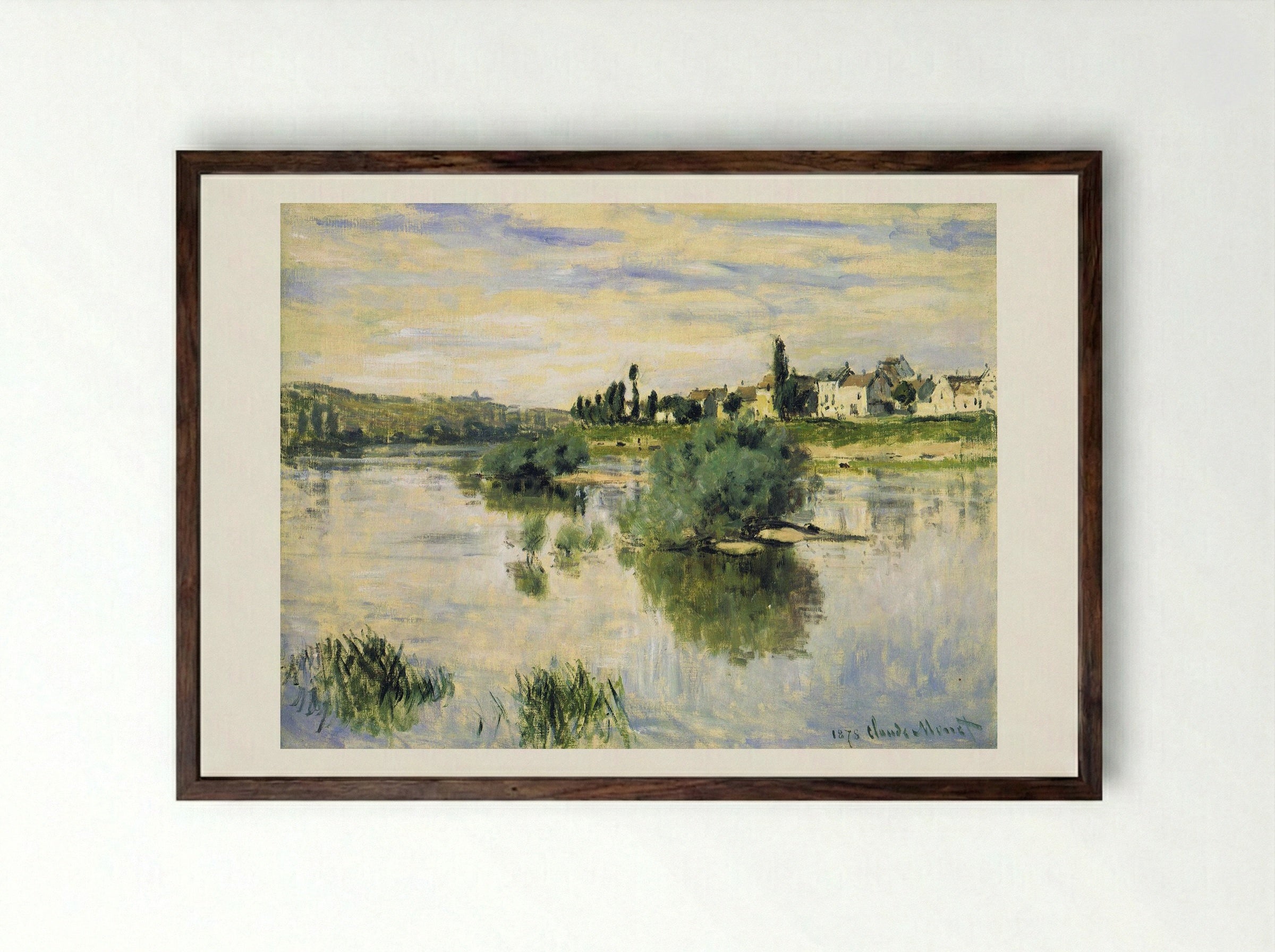 The Seine at Lavacourt - Claude Monet - Framed Print Dark Wood