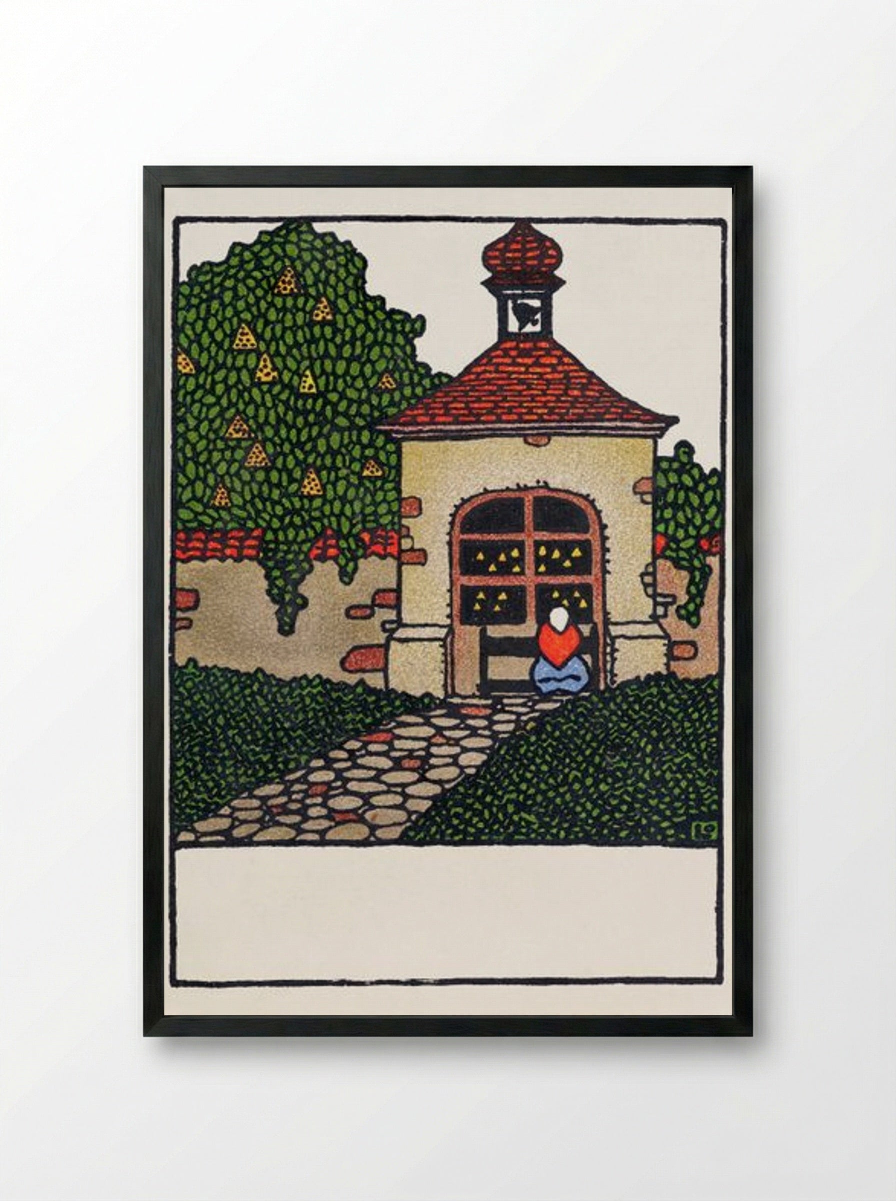 Easter Card with Chapel - Otto Friedrich Carl Lendecke - Framed Print Black