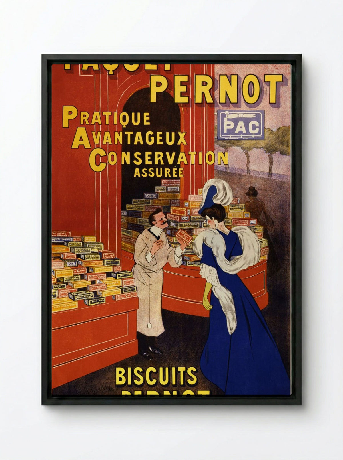 Paquet Pernot Biscuits Pernot - Leonetto Cappiello - Framed Canvas Black