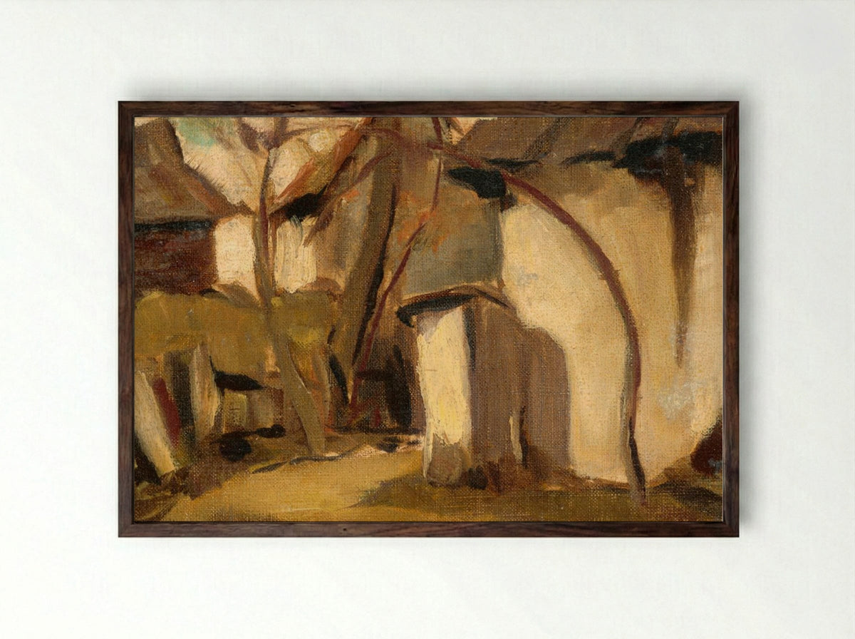 Village Yard - Zolo Palugyay - Framed Print Dark Wood