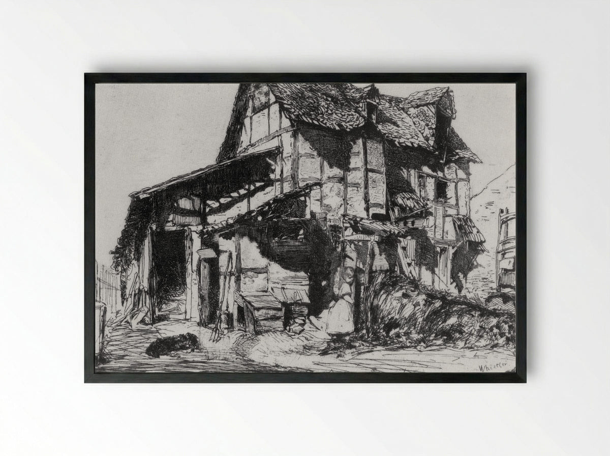 The Unsafe Tenement - James McNeill Whistler - Framed Print Black