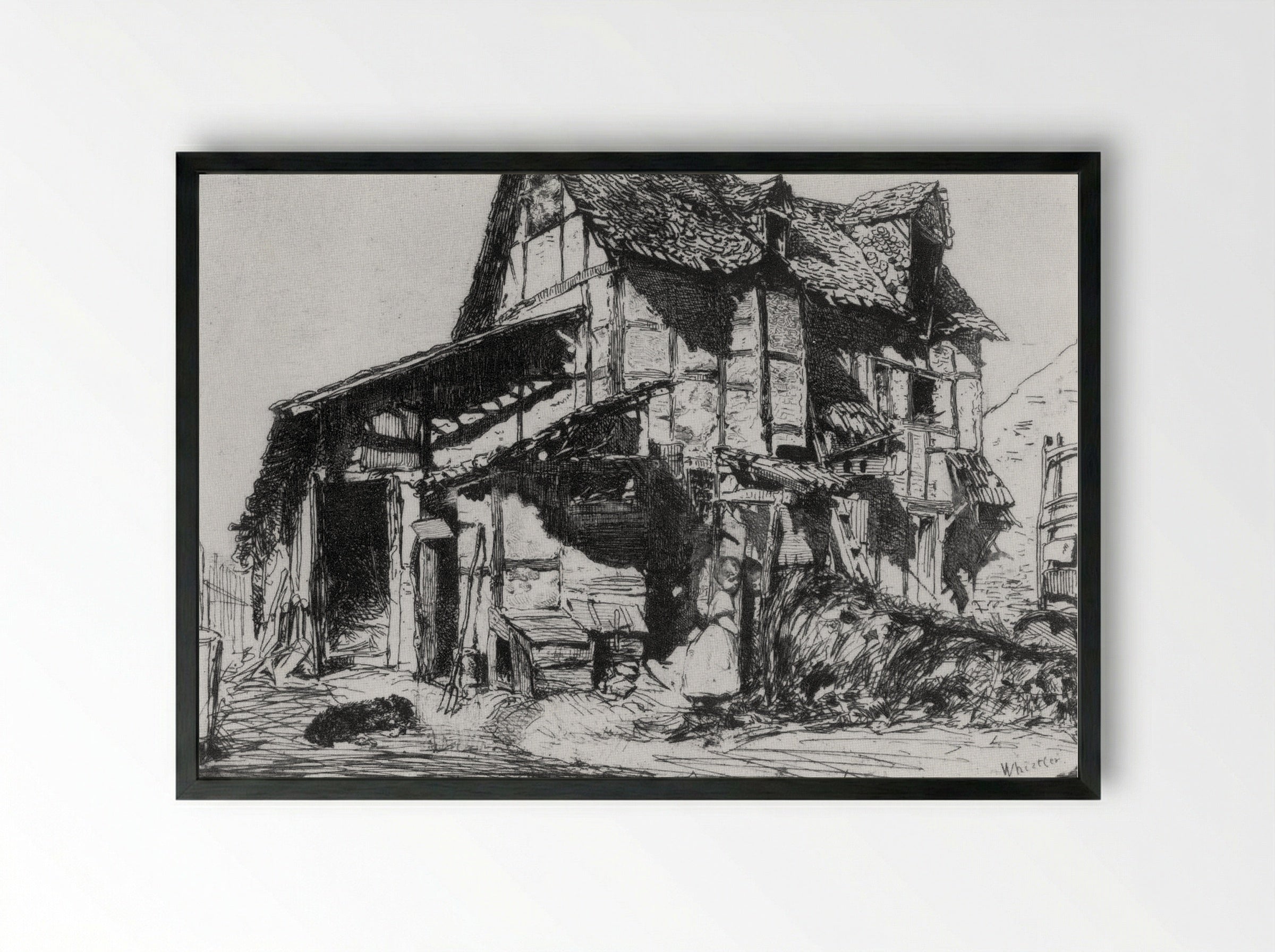 The Unsafe Tenement - James McNeill Whistler - Framed Print Black