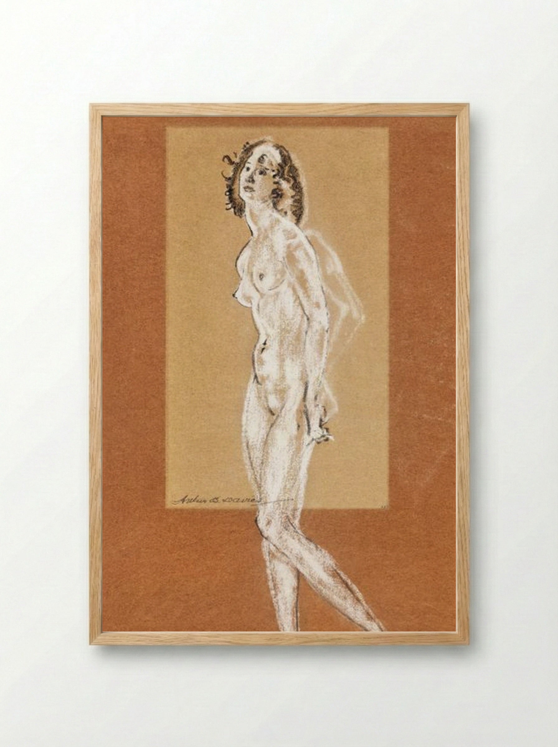 Standing Female Nude - Arthur B. Davies - Framed Print Wood