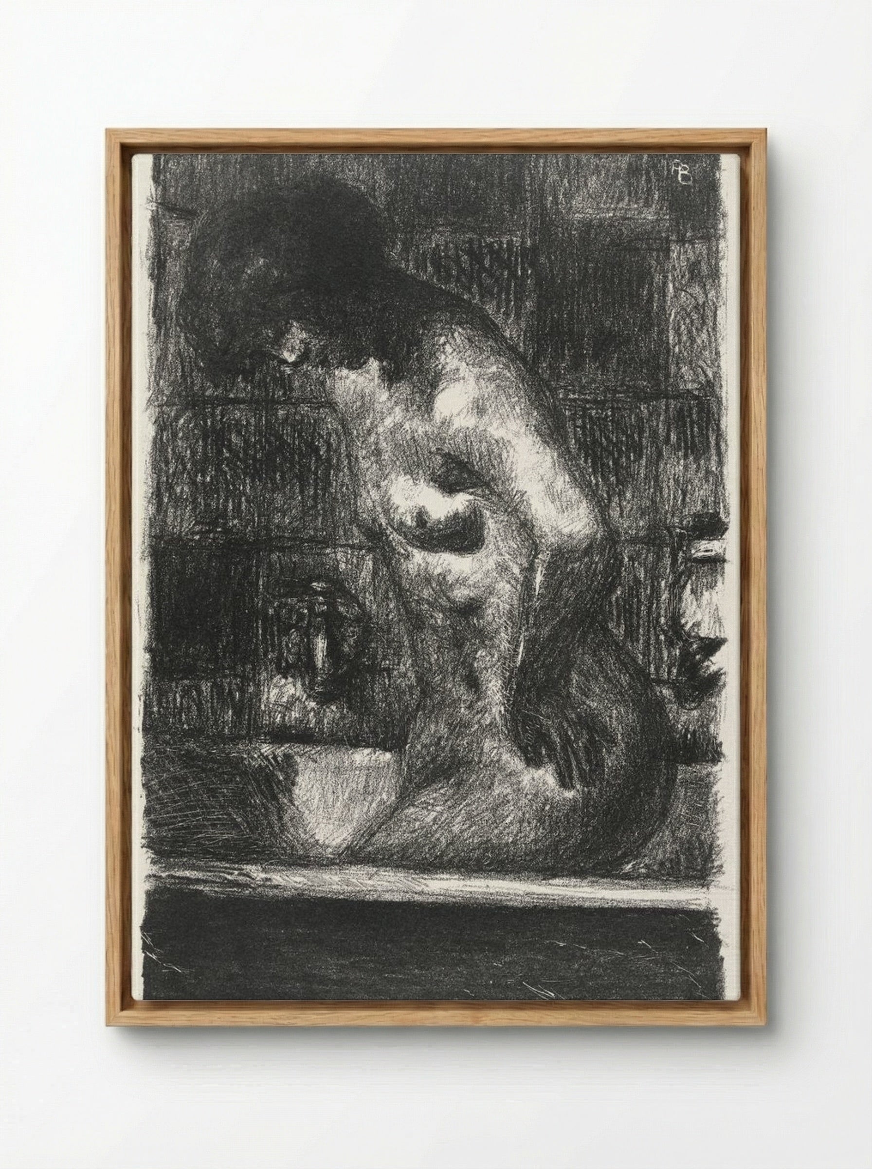 Woman Standing in Her Bathtub - Pierre Bonnard - Framed Canvas Wood