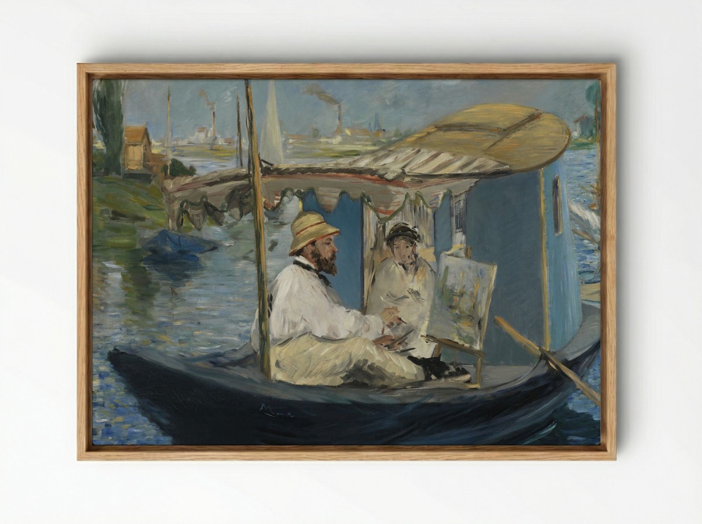 Claude Monet Painting in his Studio - Édouard Manet - Framed Canvas Wood