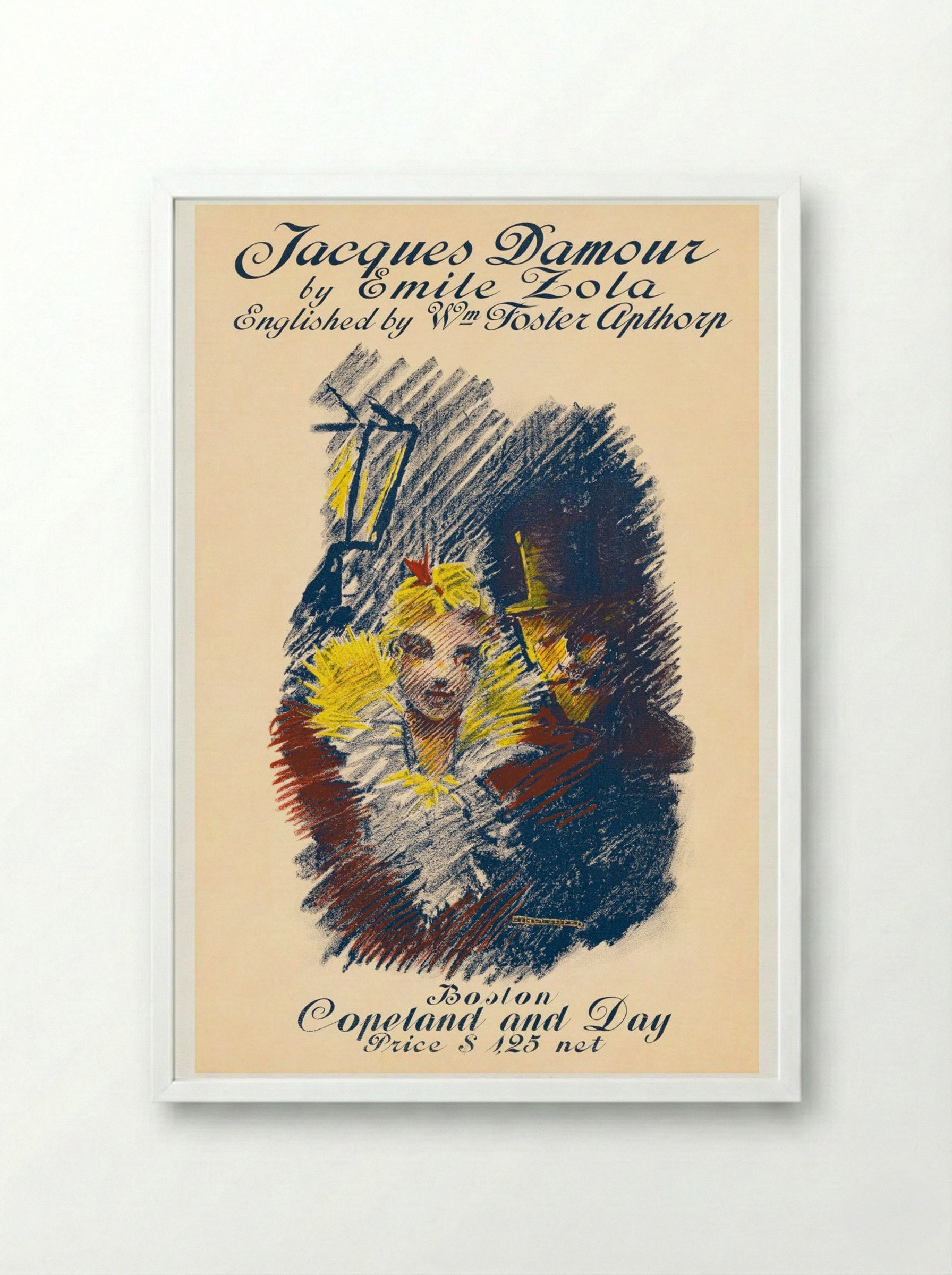 Jacques Damour by Emile Zola - Ethel Reed - Framed Print White