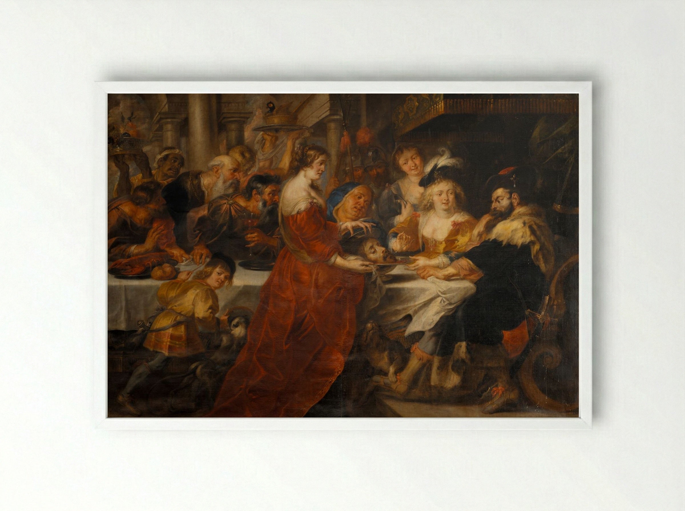 The Feast of Herod - Peter Paul Rubens - Framed Print White