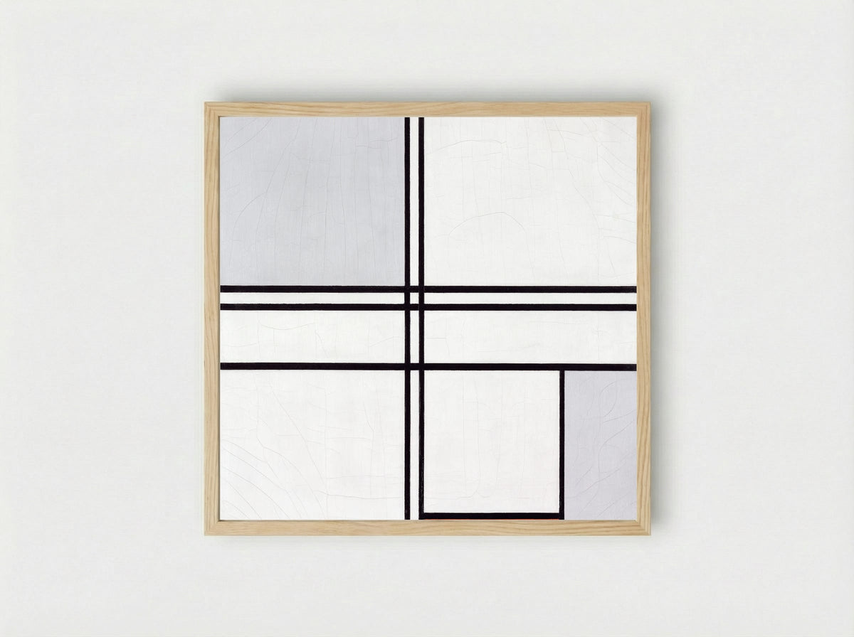 Composition No. 1, Grey-Red - Piet Mondrian - Framed Print Wood