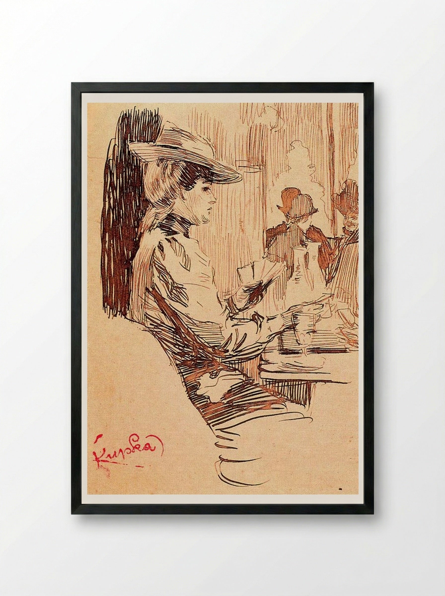 Women in the Tavern - František Kupka - Framed Print Black