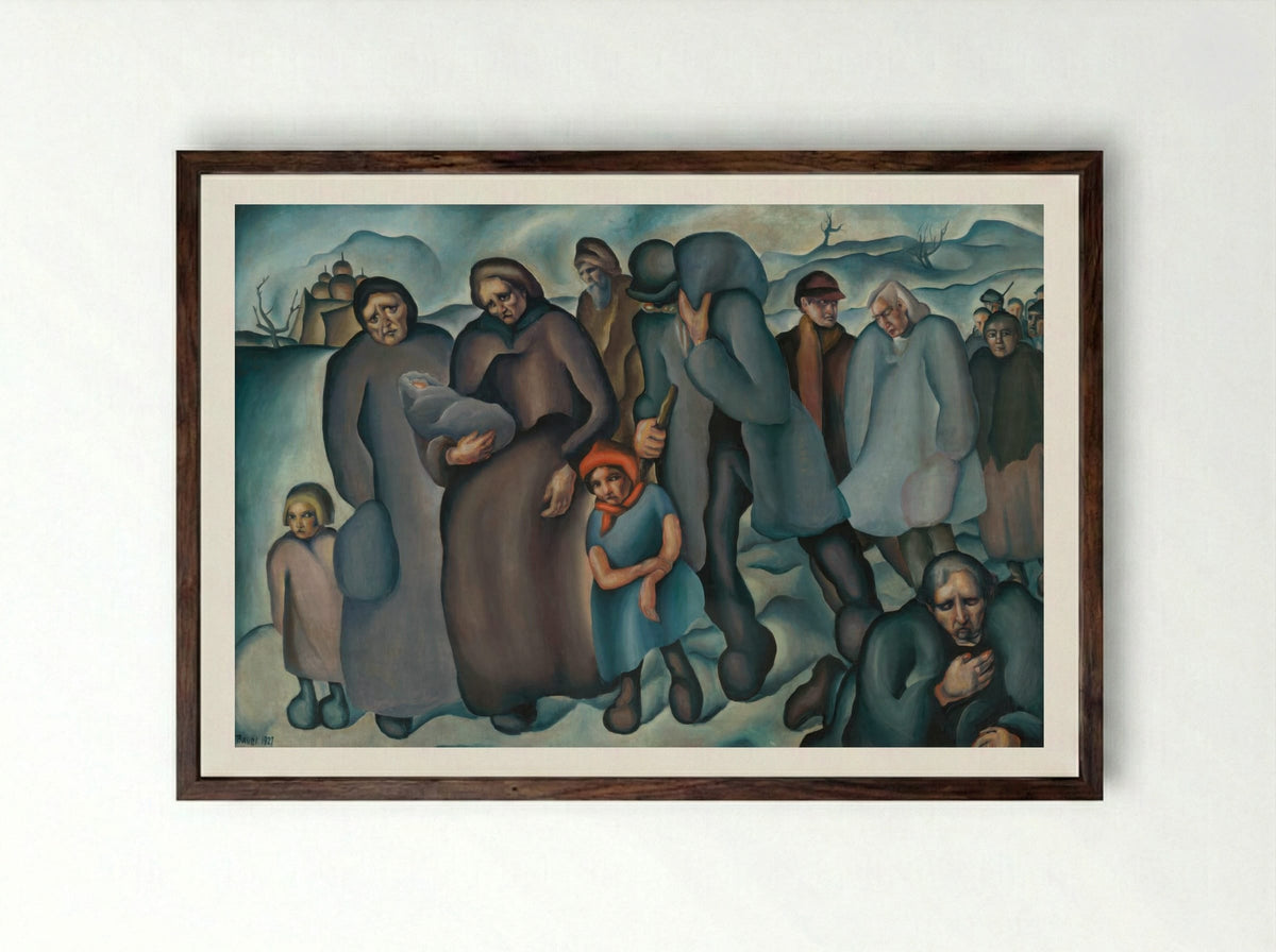 Refugees - Konstantin Bauer - Framed Print Dark Wood