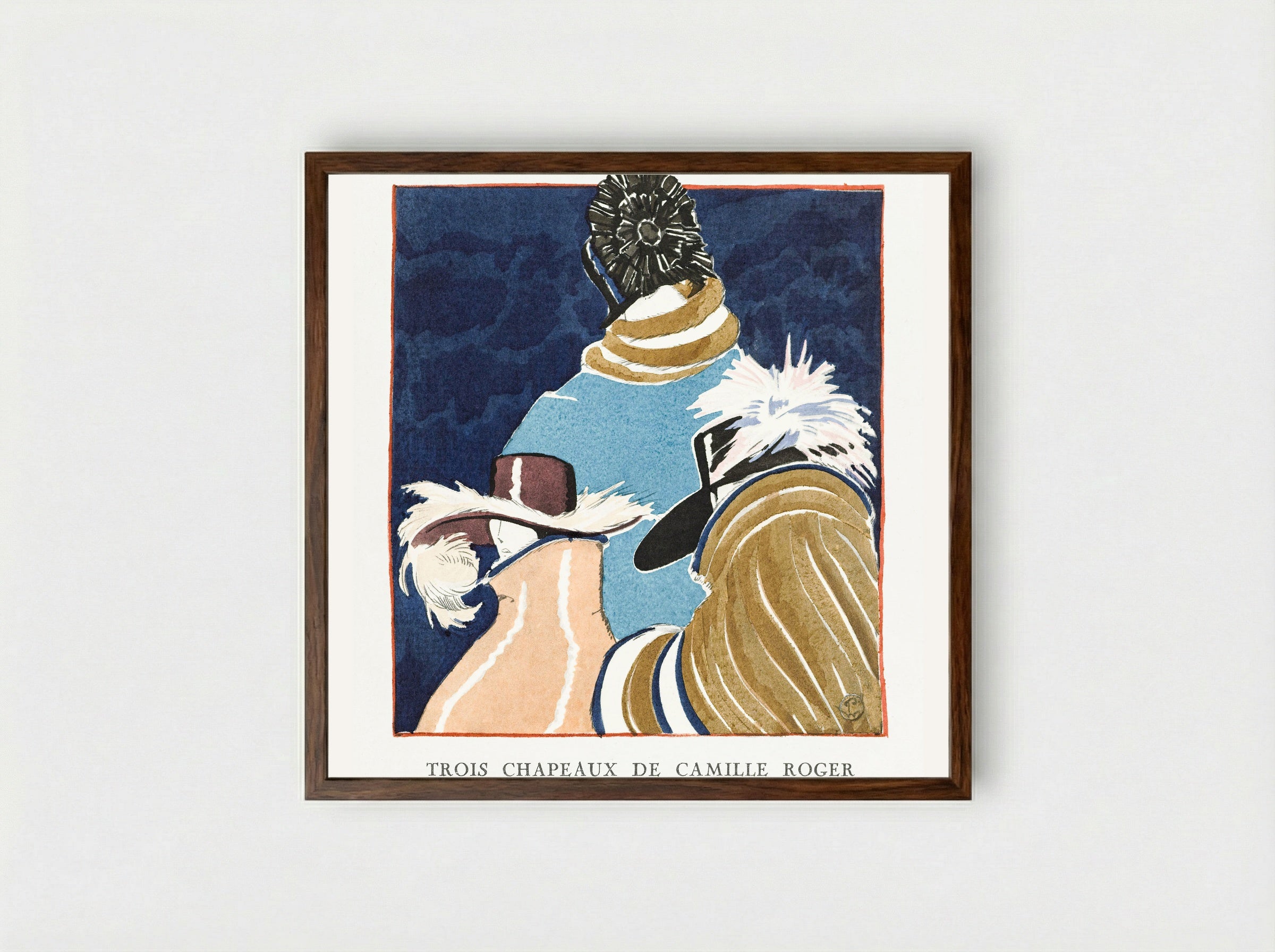 Accessories: Trois Chapeaux de Camille Roger - Porter Woodruff - Framed Print Dark Wood