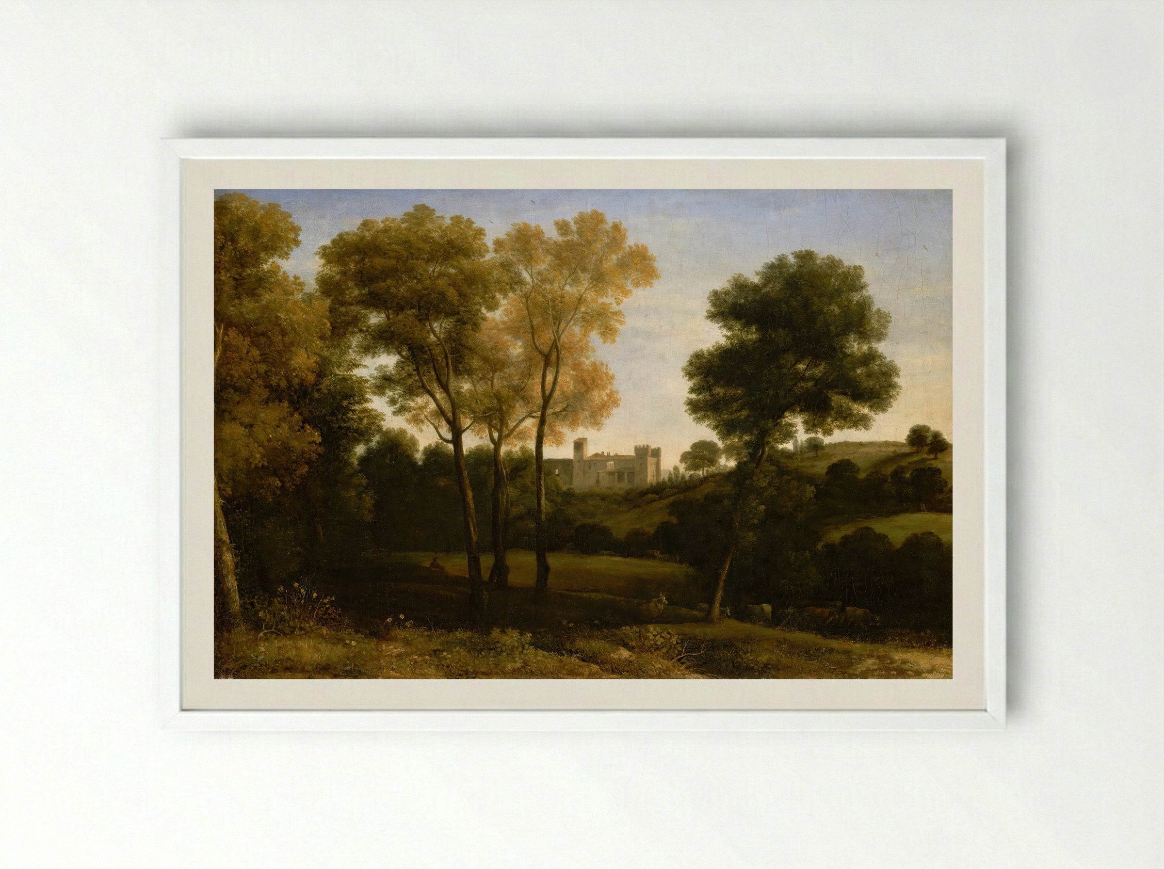 View of La Crescenza - Claude Lorrain - Framed Print White