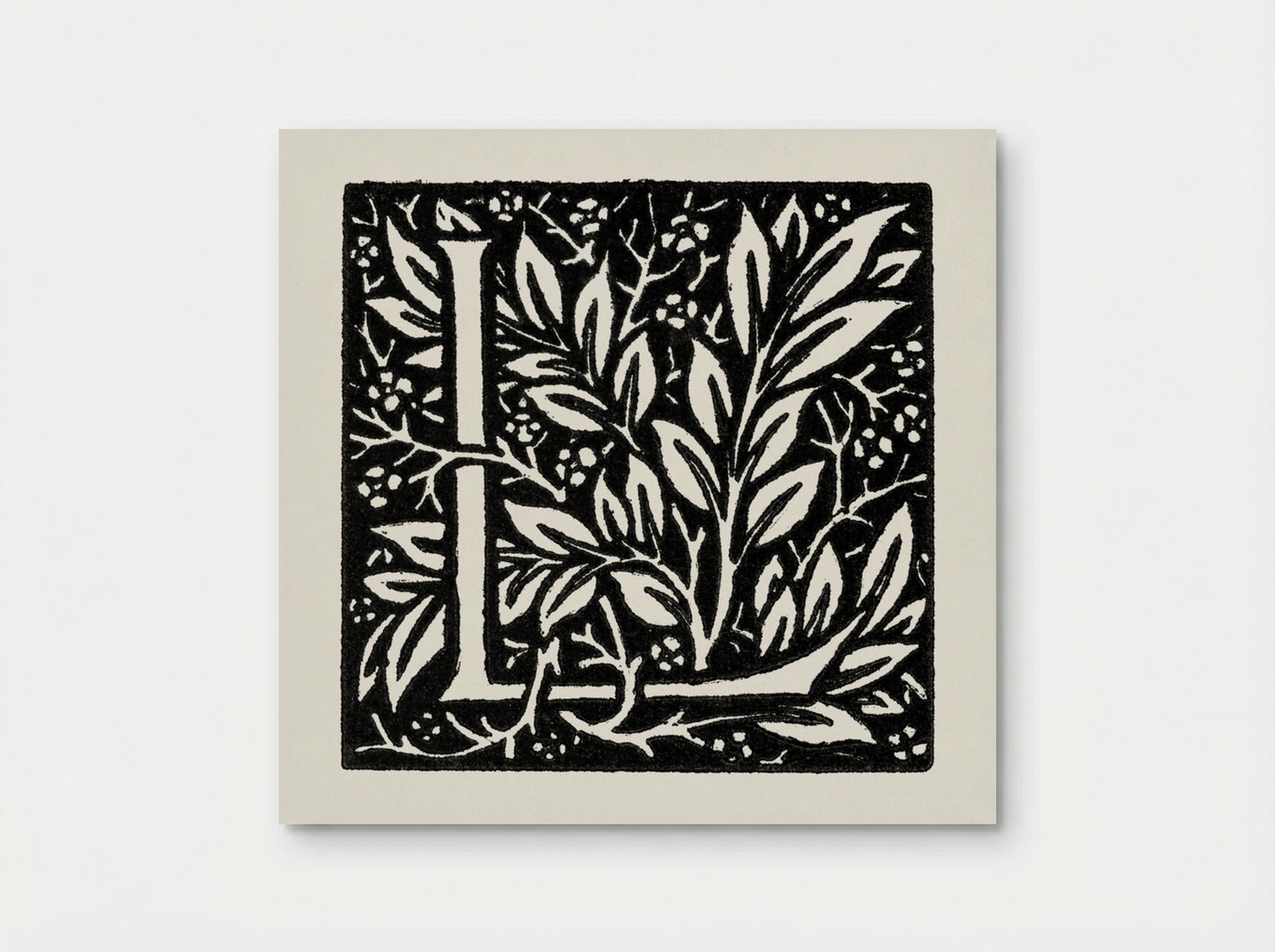 Love is Enough: Initial Letter 'L' entwined with Laurel Leaves - William Morris - Poster
