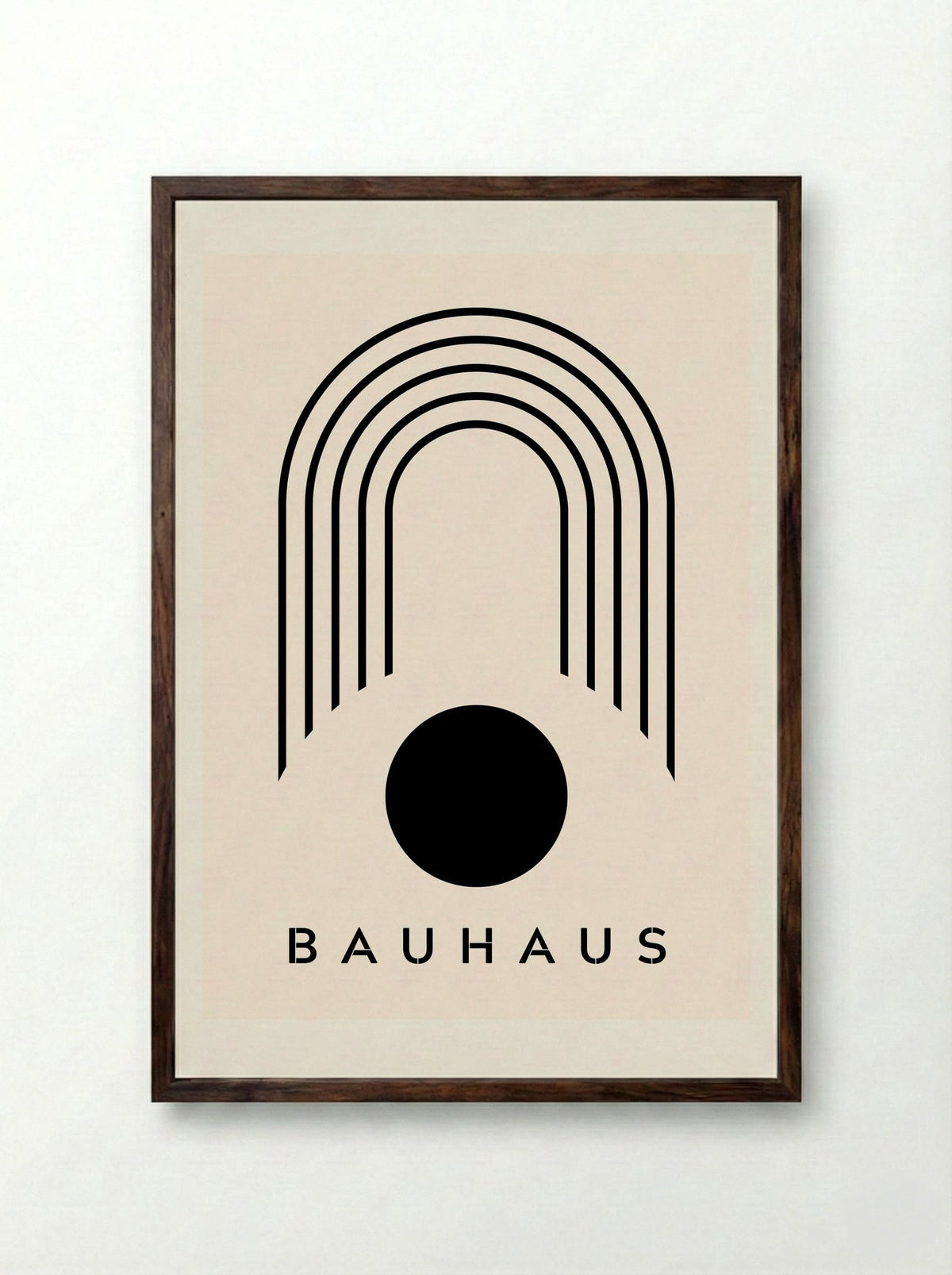 Bauhaus Geometric Eclipse - Framed Print Dark Wood