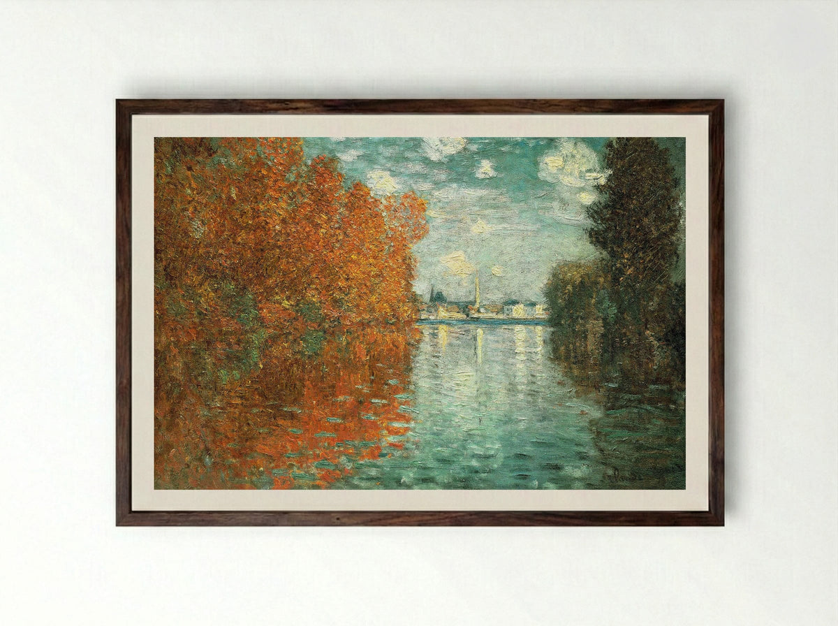 Autumn Effect at Argenteuil - Claude Monet - Framed Print Dark Wood