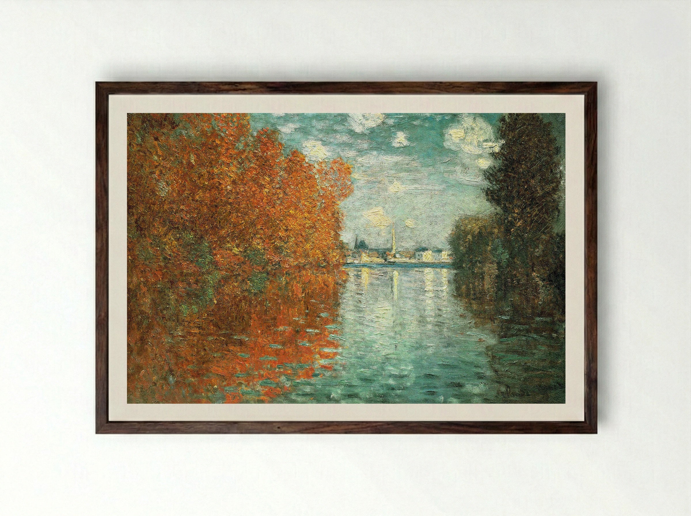 Autumn Effect at Argenteuil - Claude Monet - Framed Print Dark Wood