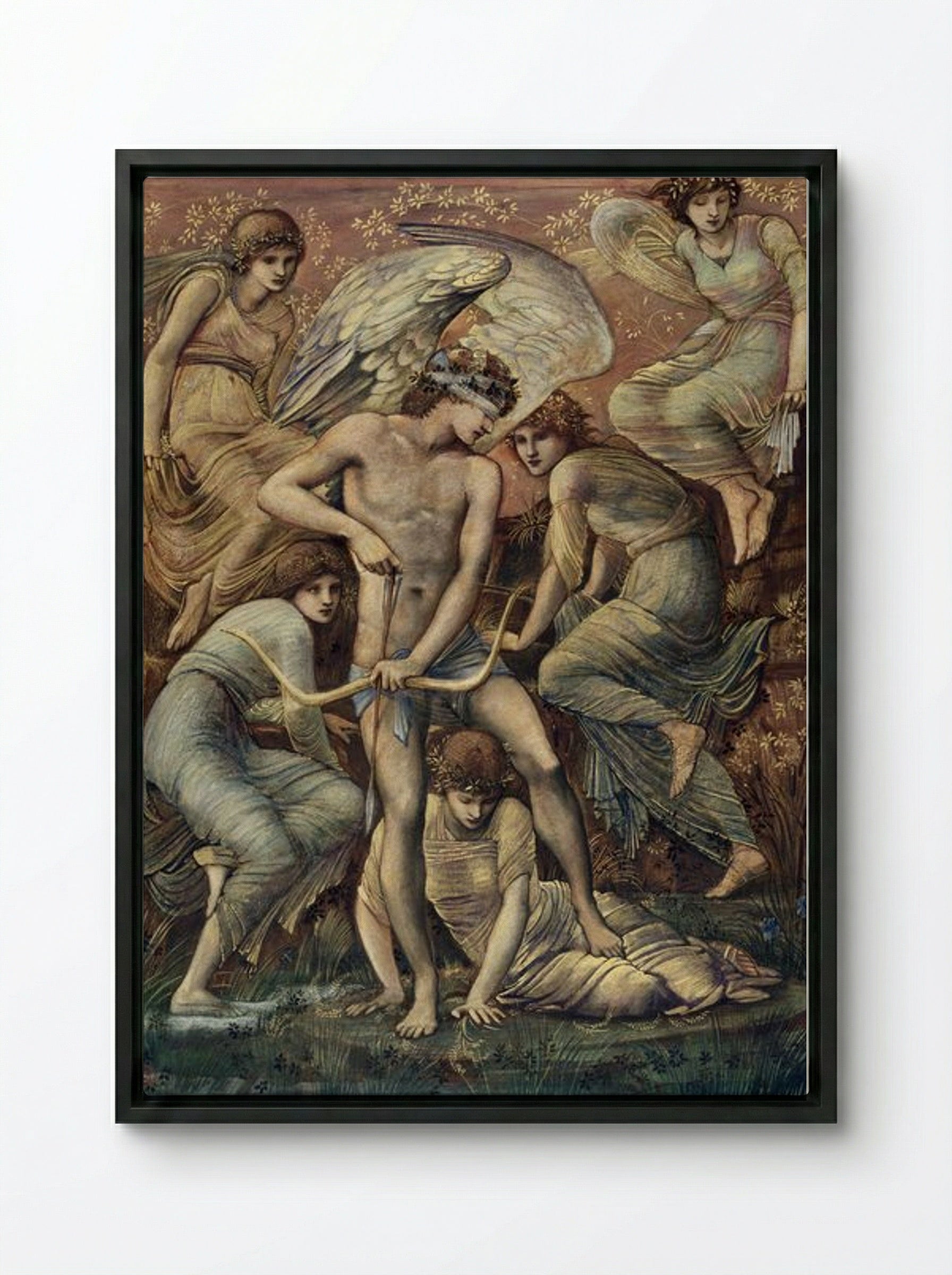 Cupid's Hunting Fields - Edward Burne-Jones - Framed Canvas Black