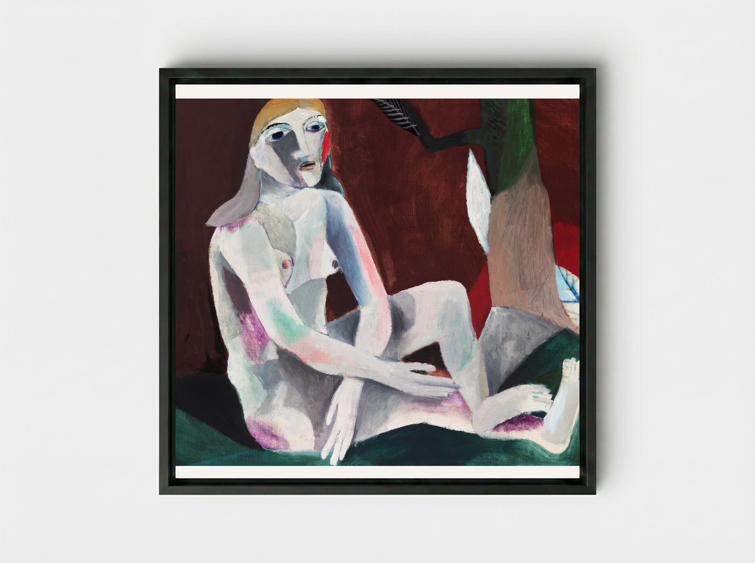 Seated Nude - Heinrich Campendonk - Framed Canvas Black