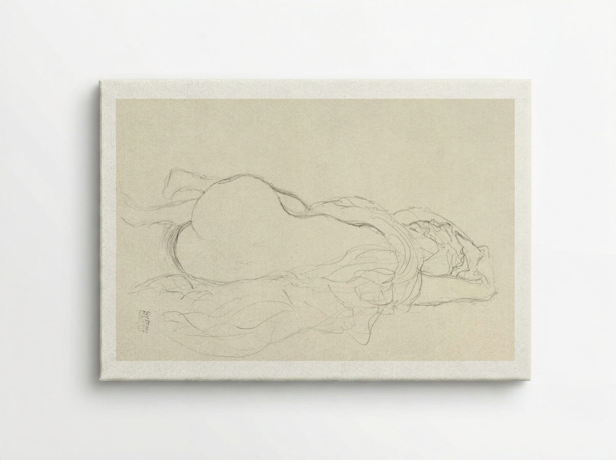 Reclining Nude with Drapery, Back View - Gustav Klimt - Canvas