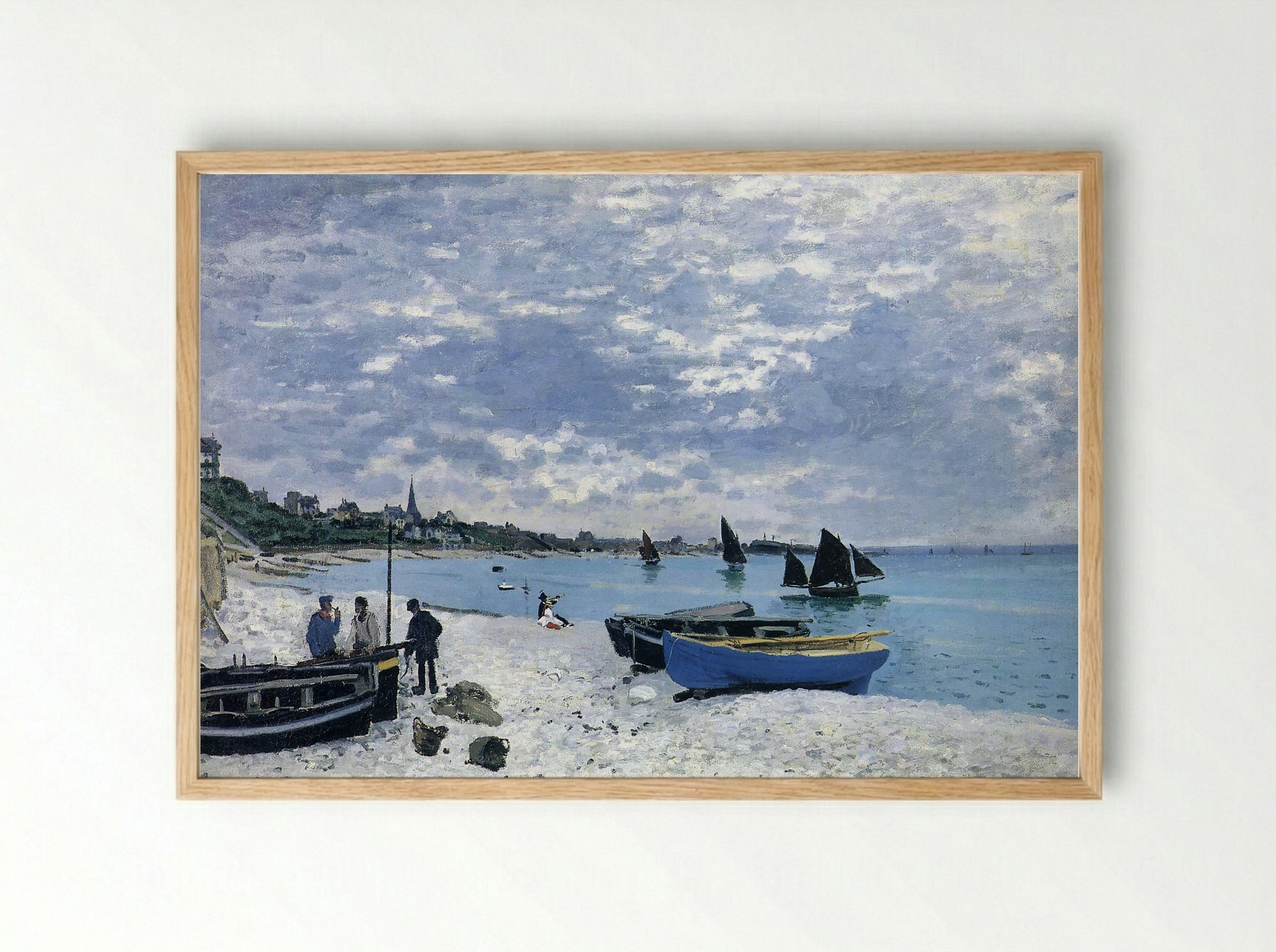 The Beach at Sainte-Adresse - Claude Monet - Framed Print Wood