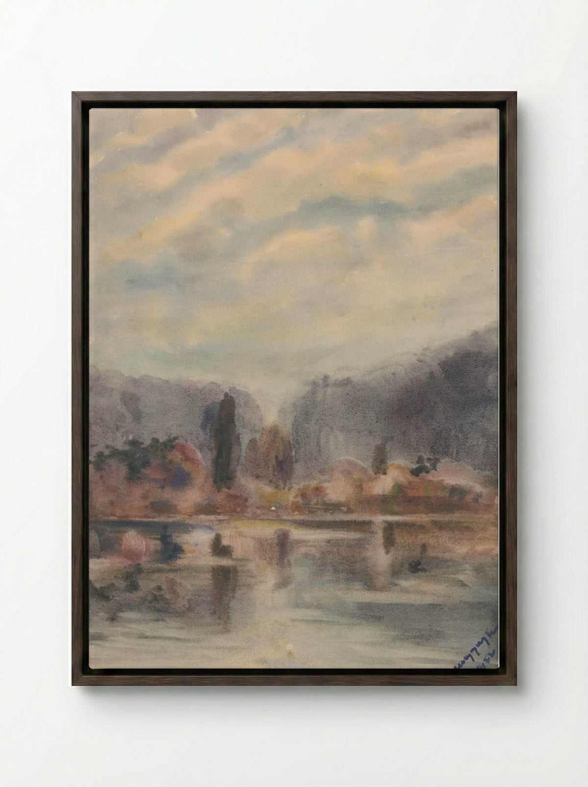 Twilight at a Pond - Zolo Palugyay - Framed Canvas Dark Wood