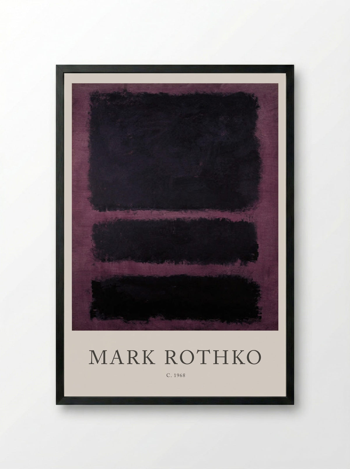 Untitled (Three Black Rectangles on Purple) - Mark Rothko - Framed Print Black