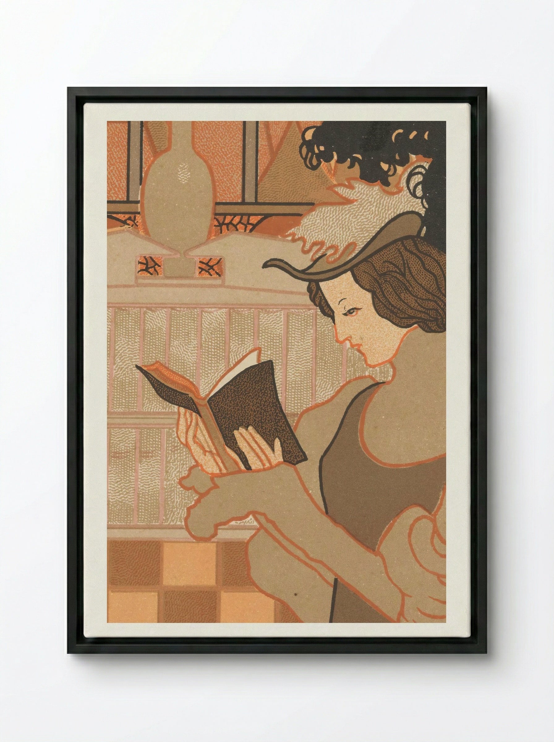 Nieuwjaarswens van Octave Uzanne voor het jaar 1897 - Georges de Feure - Framed Canvas Black