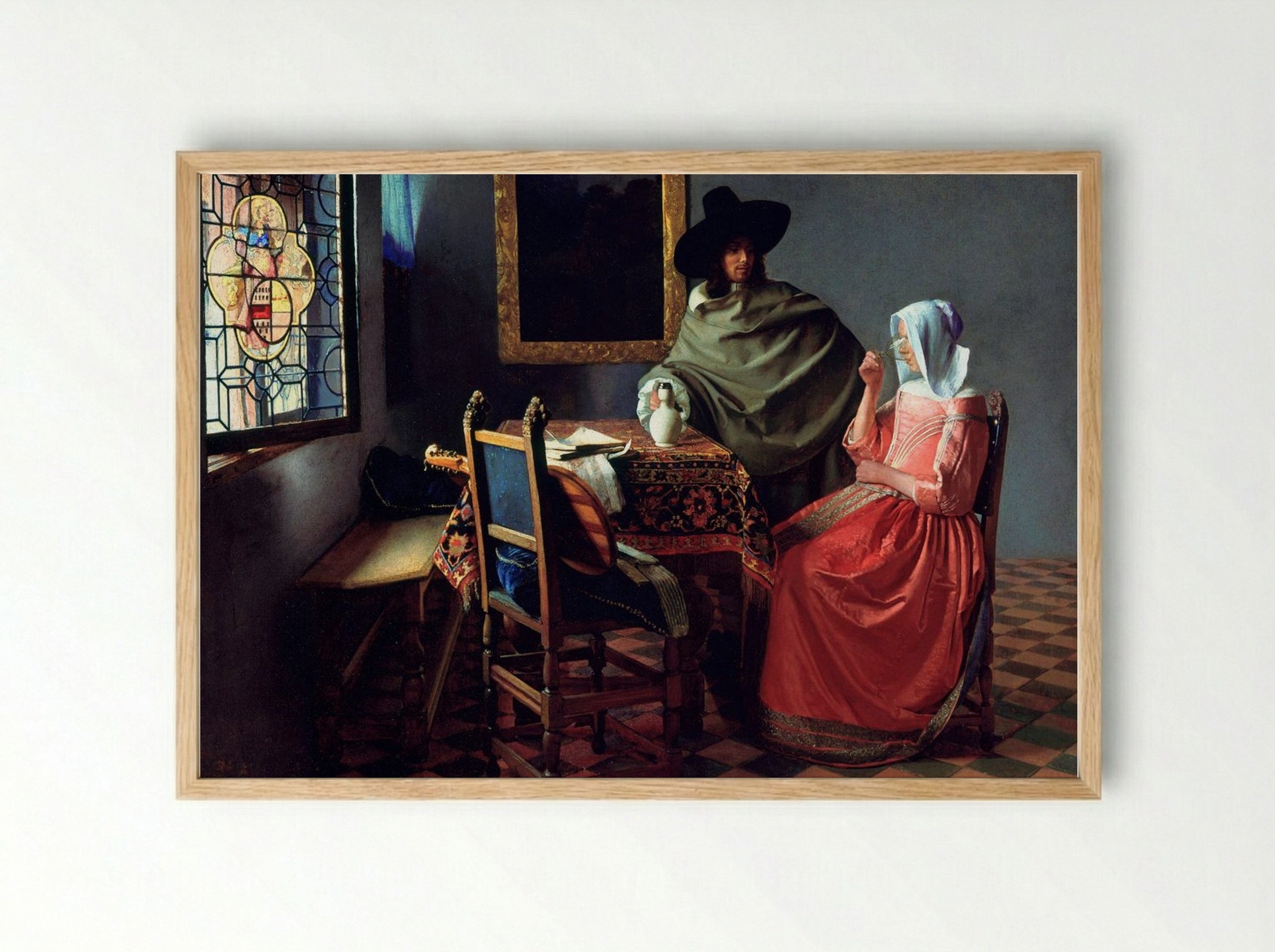 The Wine Glass - Johannes Vermeer - Framed Print Wood